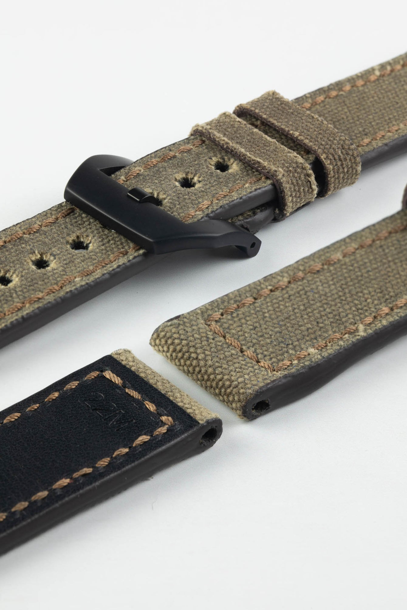 RIOS1931 MARYLAND Genuine Vintage Canvas Watch Strap in MOCHA