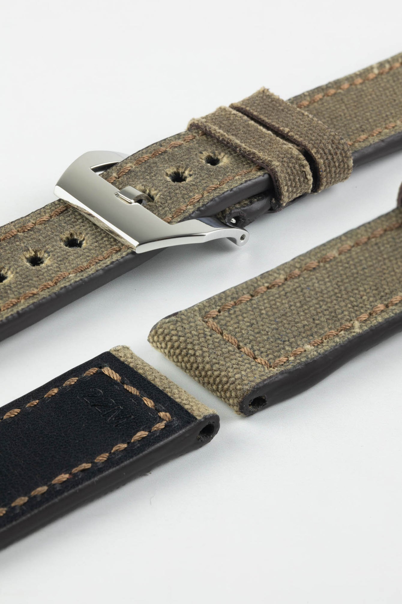 RIOS1931 MARYLAND Genuine Vintage Canvas Watch Strap in MOCHA