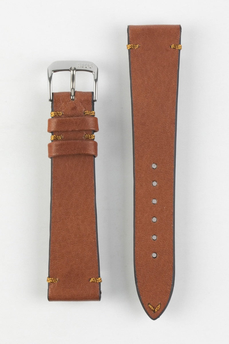 RIOS1931 MITTENWALD Retro Organic Leather Watch Strap in COGNAC