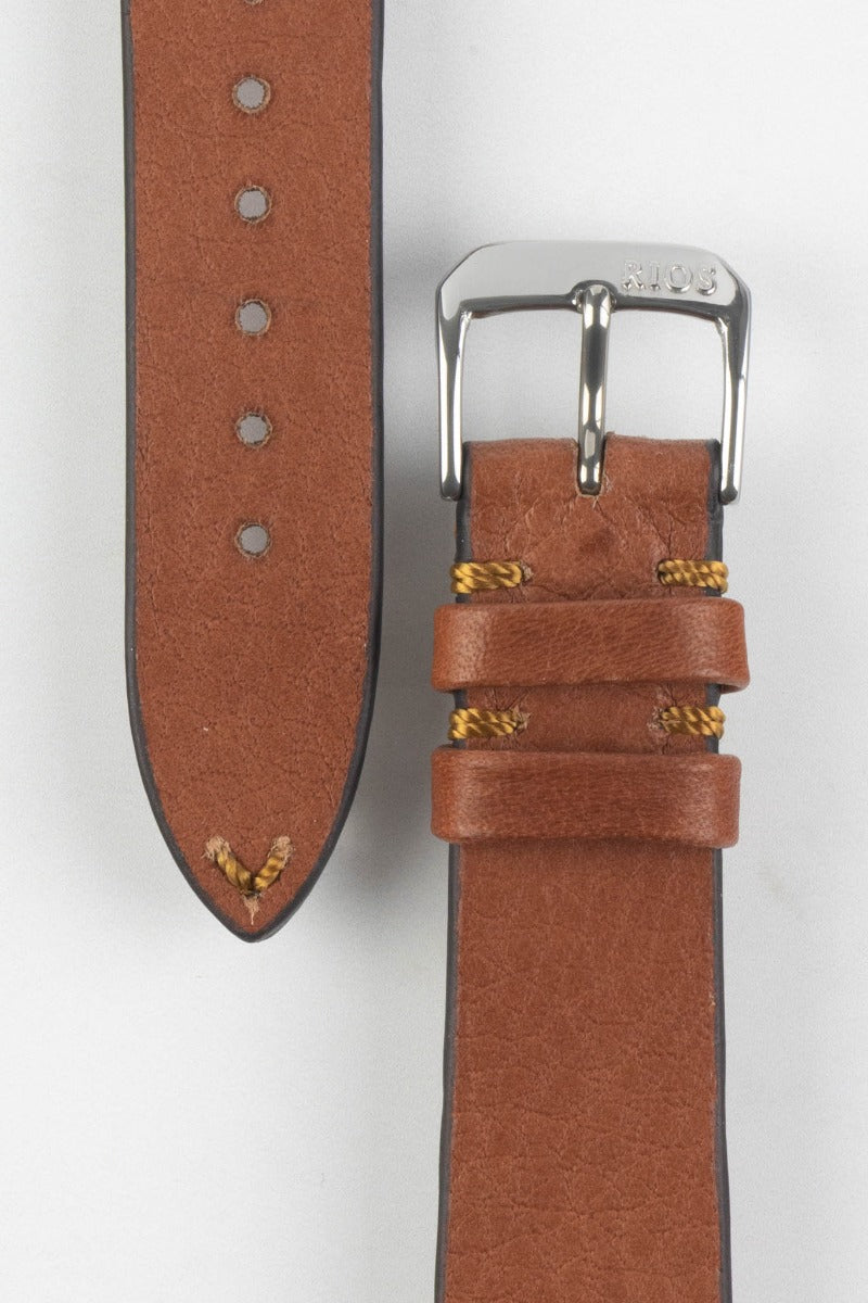 RIOS1931 MITTENWALD Retro Organic Leather Watch Strap in COGNAC