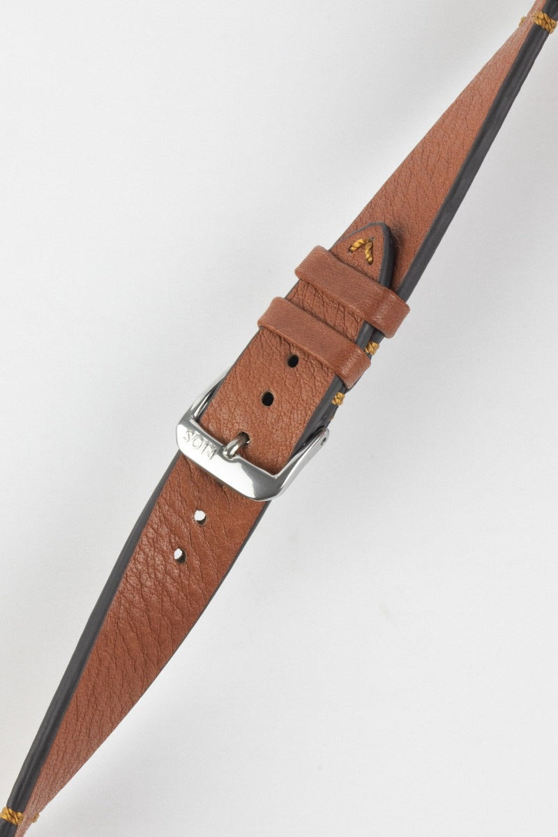 RIOS1931 MITTENWALD Retro Organic Leather Watch Strap in COGNAC