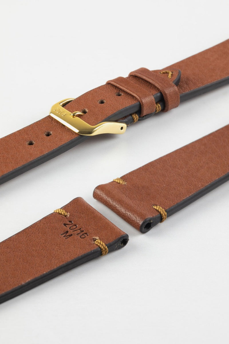 RIOS1931 MITTENWALD Retro Organic Leather Watch Strap in COGNAC