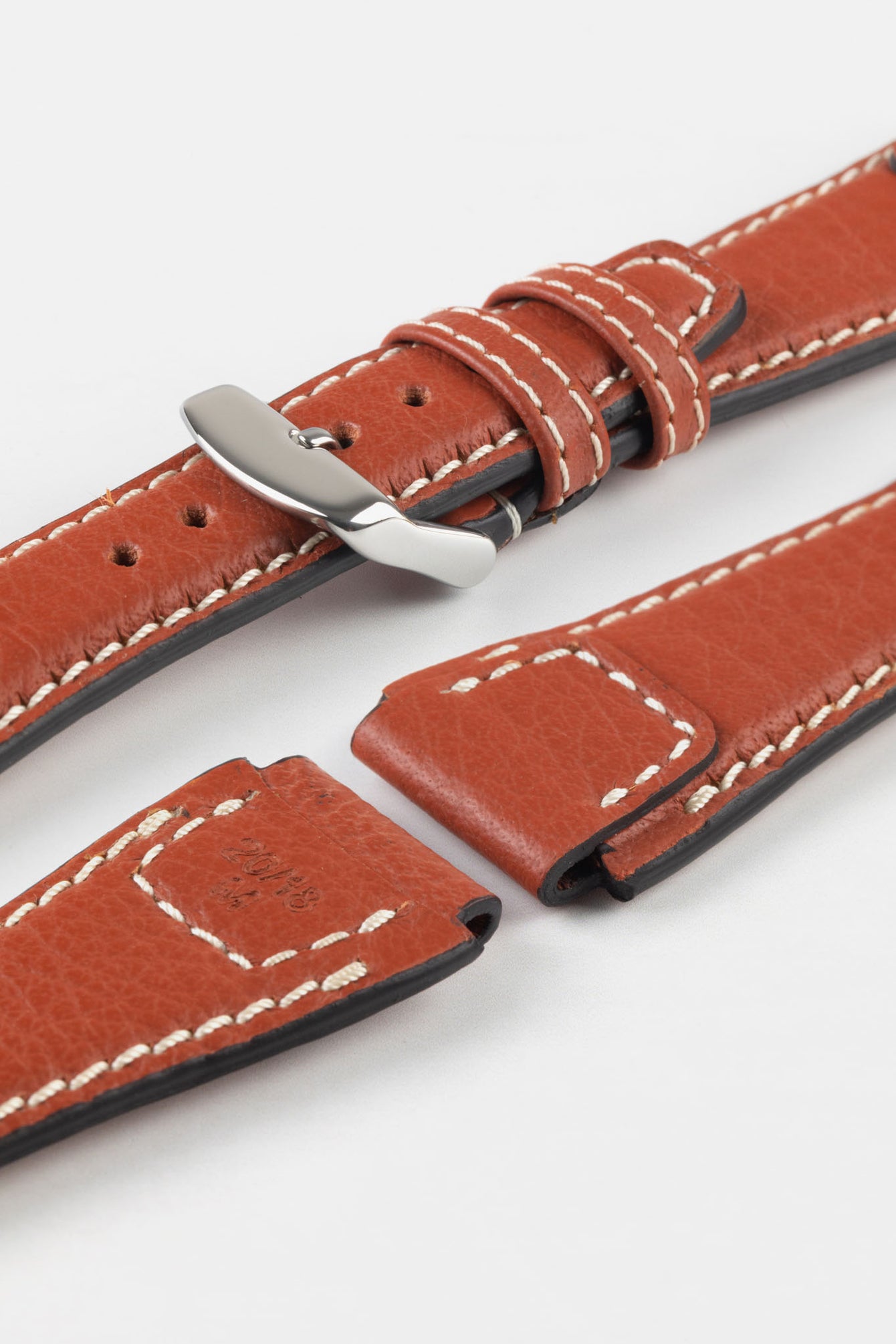 RIOS1931 NATURE Genuine Buffalo Leather Watch Strap in COGNAC