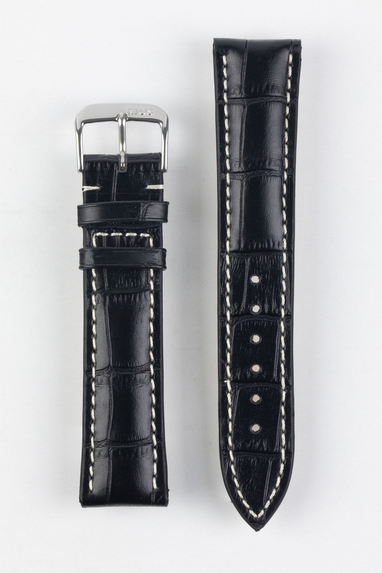 RIOS1931 NEW ORLEANS Alligator-Embossed Leather Watch Strap in BLACK