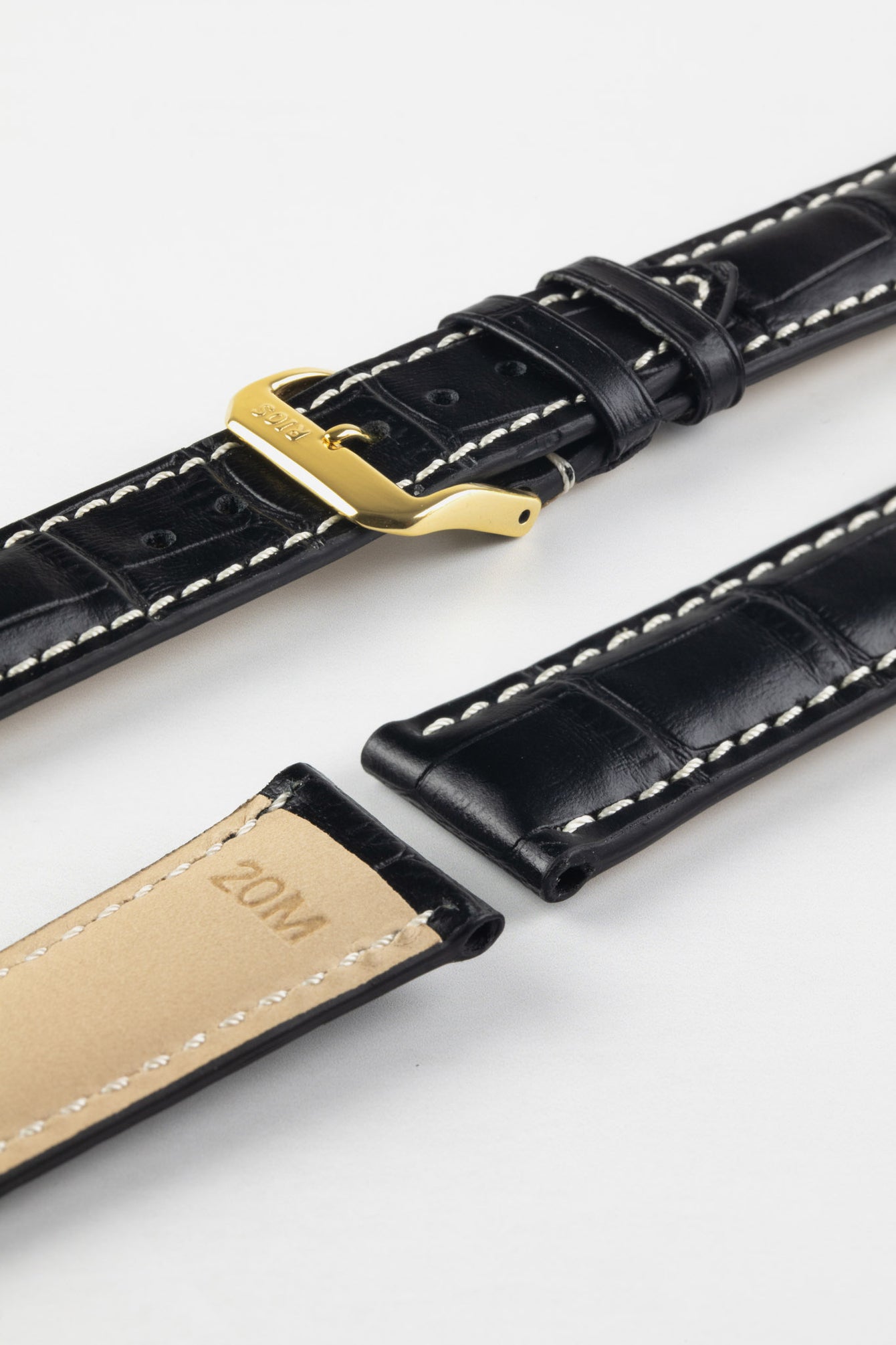 RIOS1931 NEW ORLEANS Alligator-Embossed Leather Watch Strap in BLACK