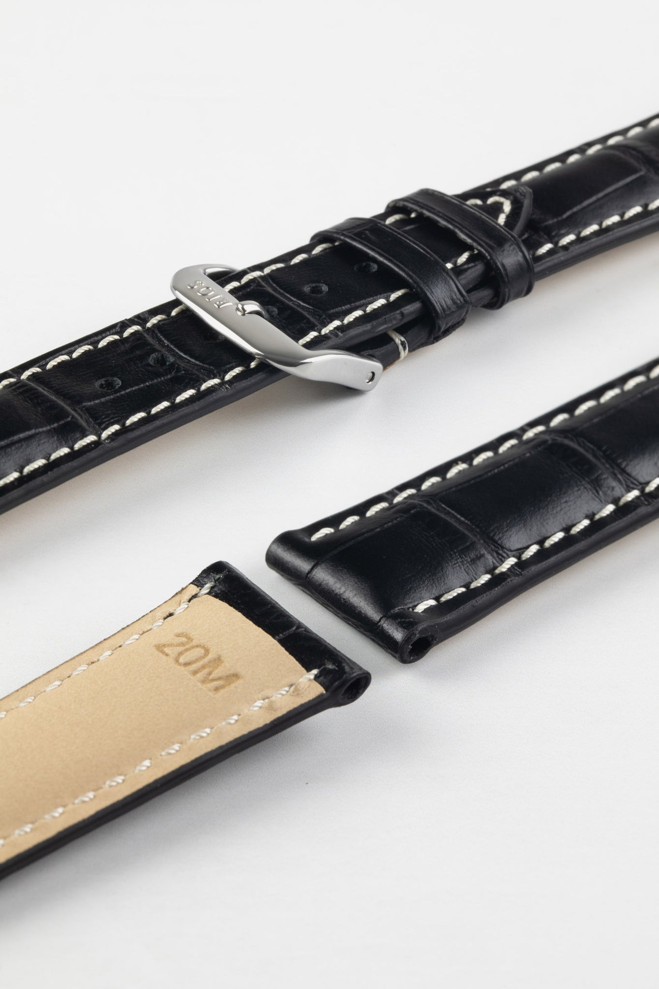 RIOS1931 NEW ORLEANS Alligator-Embossed Leather Watch Strap in BLACK