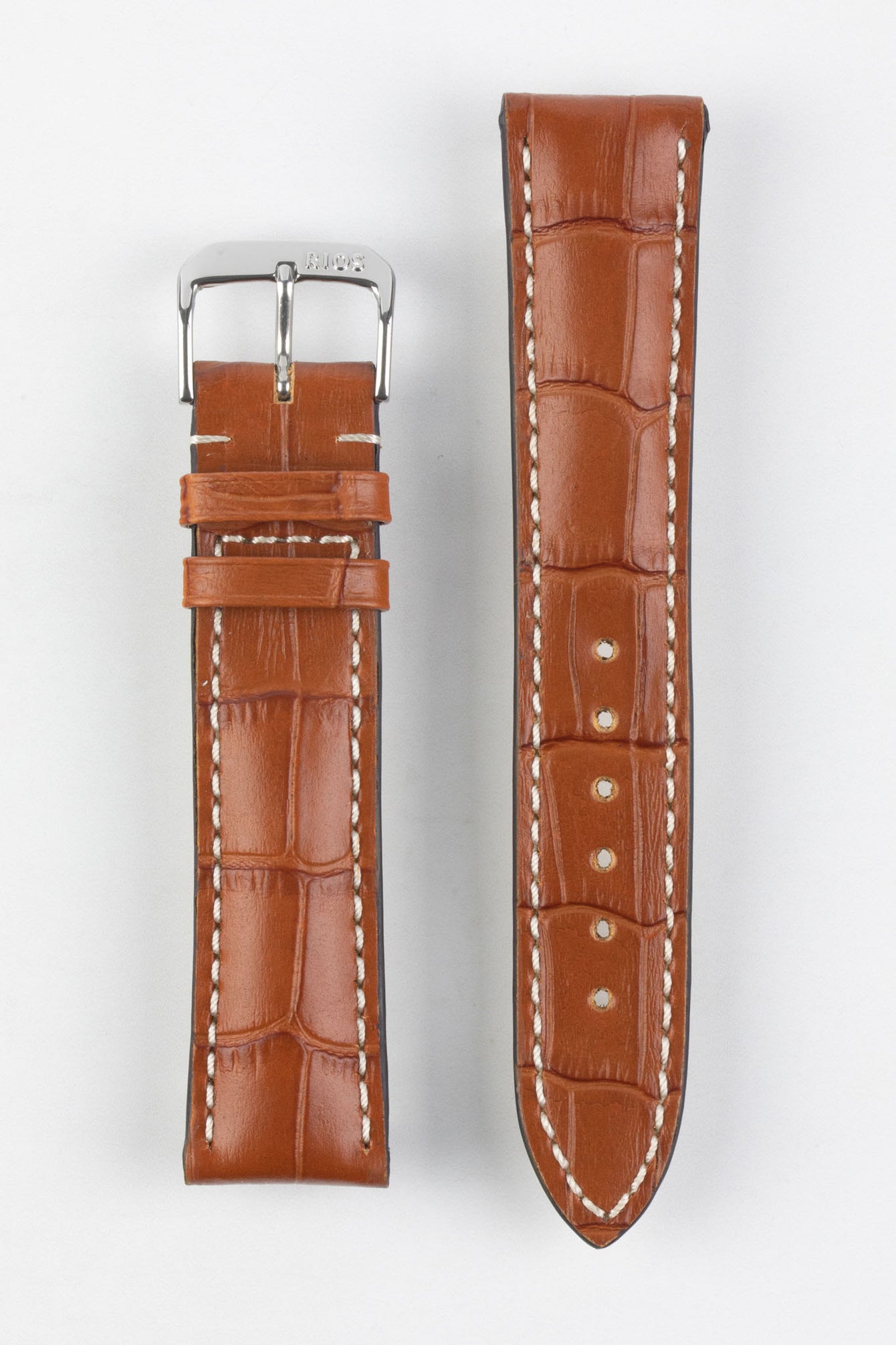 RIOS1931 NEW ORLEANS Alligator-Embossed Leather Watch Strap in COGNAC