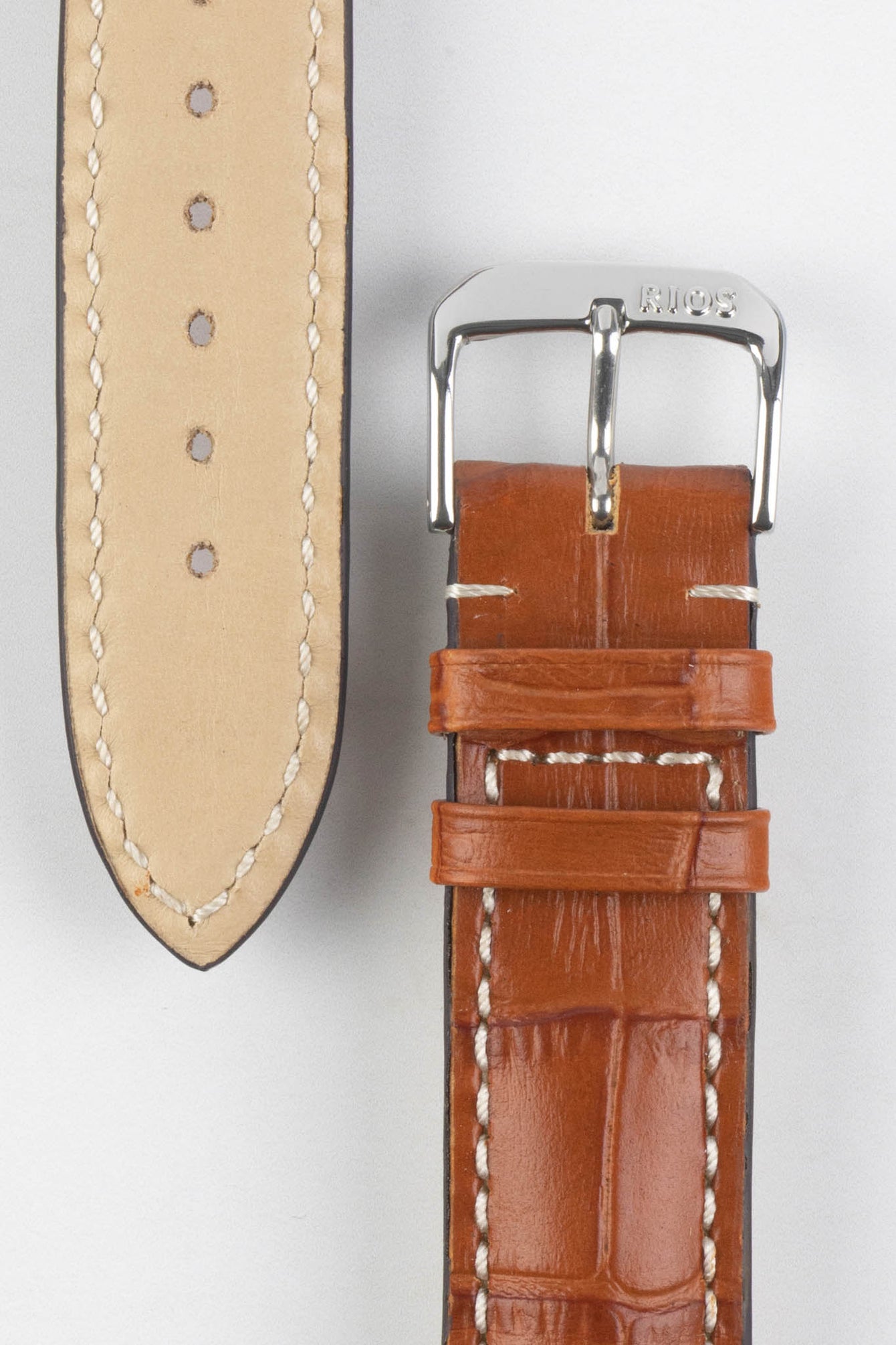 RIOS1931 NEW ORLEANS Alligator-Embossed Leather Watch Strap in COGNAC