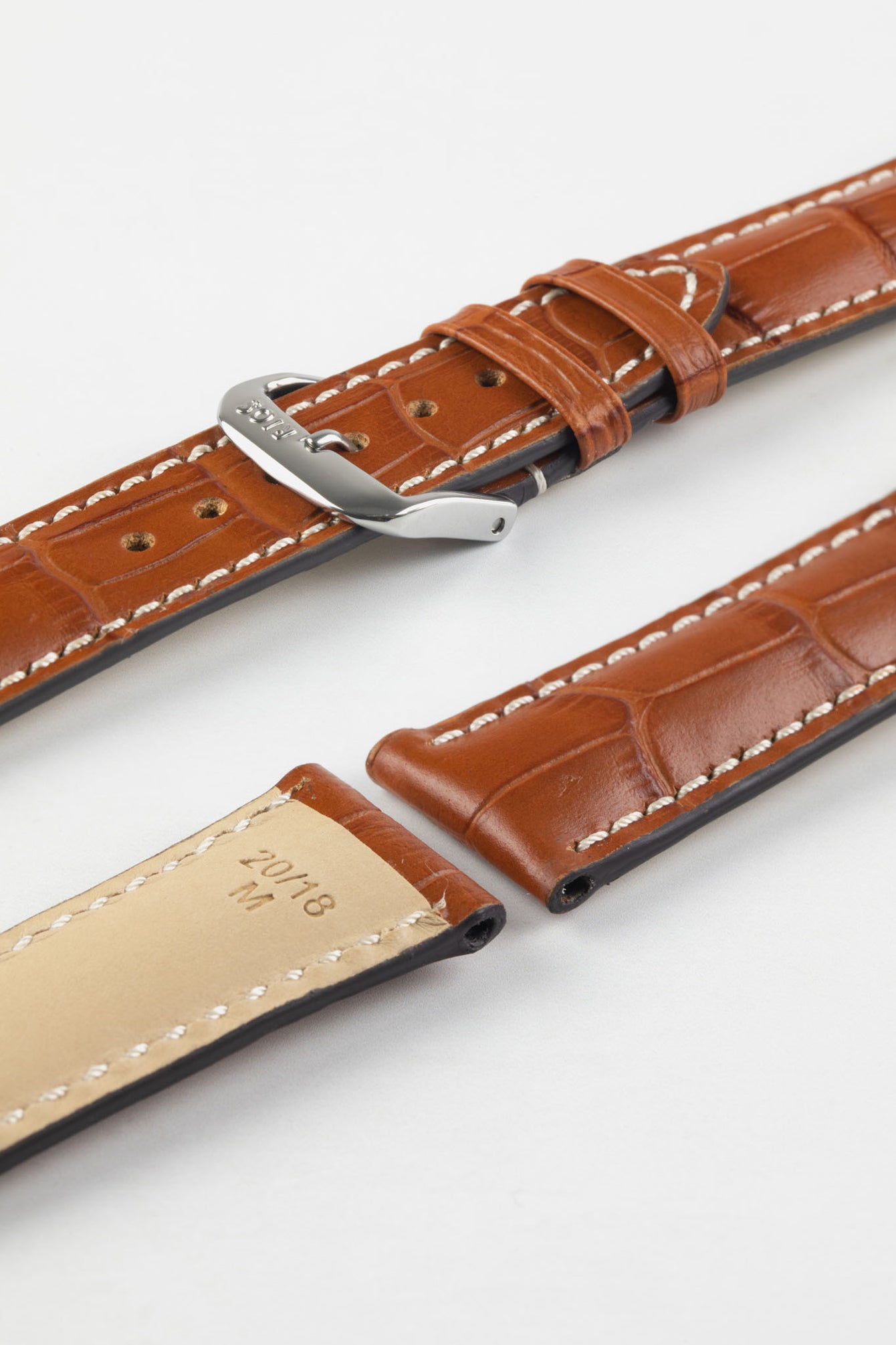 RIOS1931 NEW ORLEANS Alligator-Embossed Leather Watch Strap in COGNAC