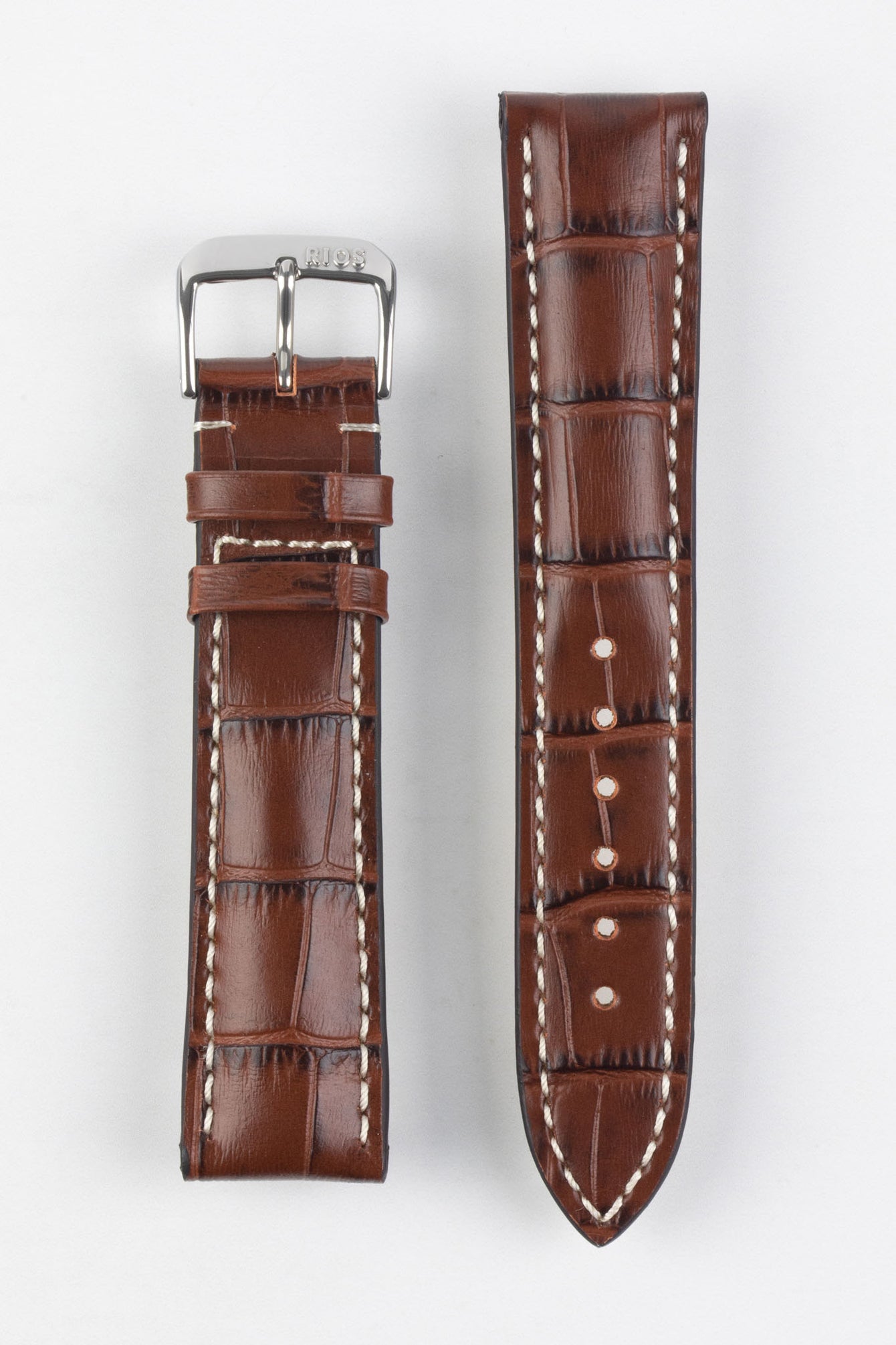 RIOS1931 NEW ORLEANS Alligator-Embossed Leather Watch Strap in MAHOGANY