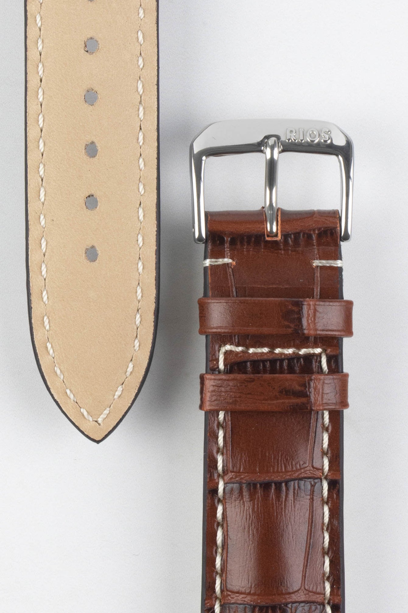 RIOS1931 NEW ORLEANS Alligator-Embossed Leather Watch Strap in MAHOGANY