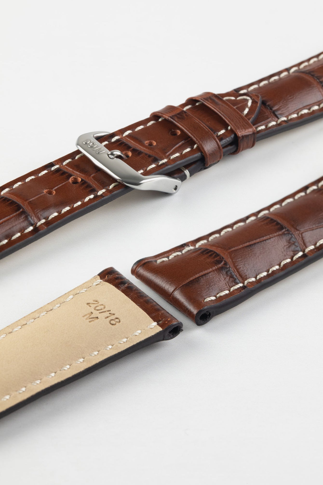 RIOS1931 NEW ORLEANS Alligator-Embossed Leather Watch Strap in MAHOGANY