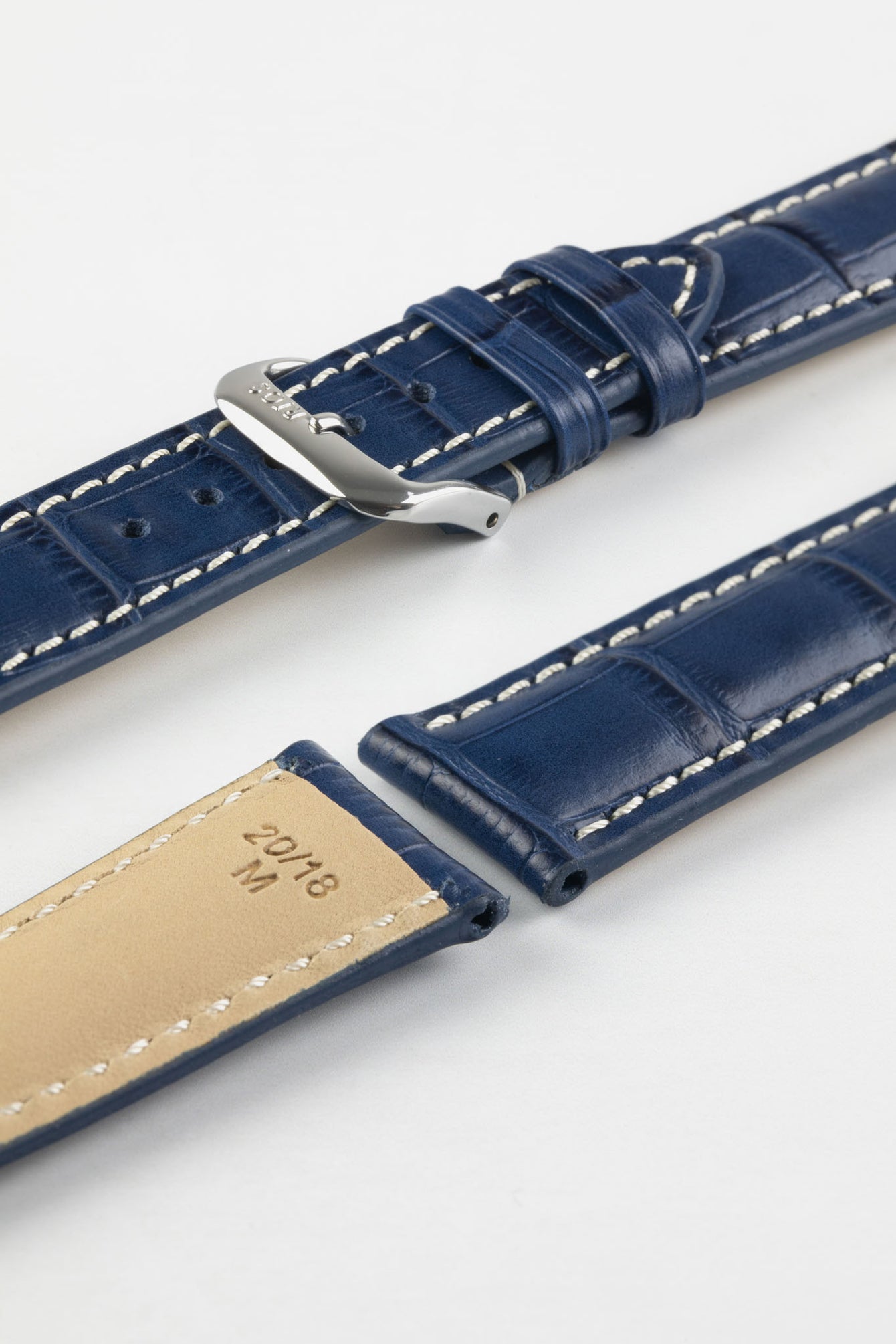 RIOS1931 NEW ORLEANS Alligator-Embossed Leather Watch Strap in NAVY BLUE