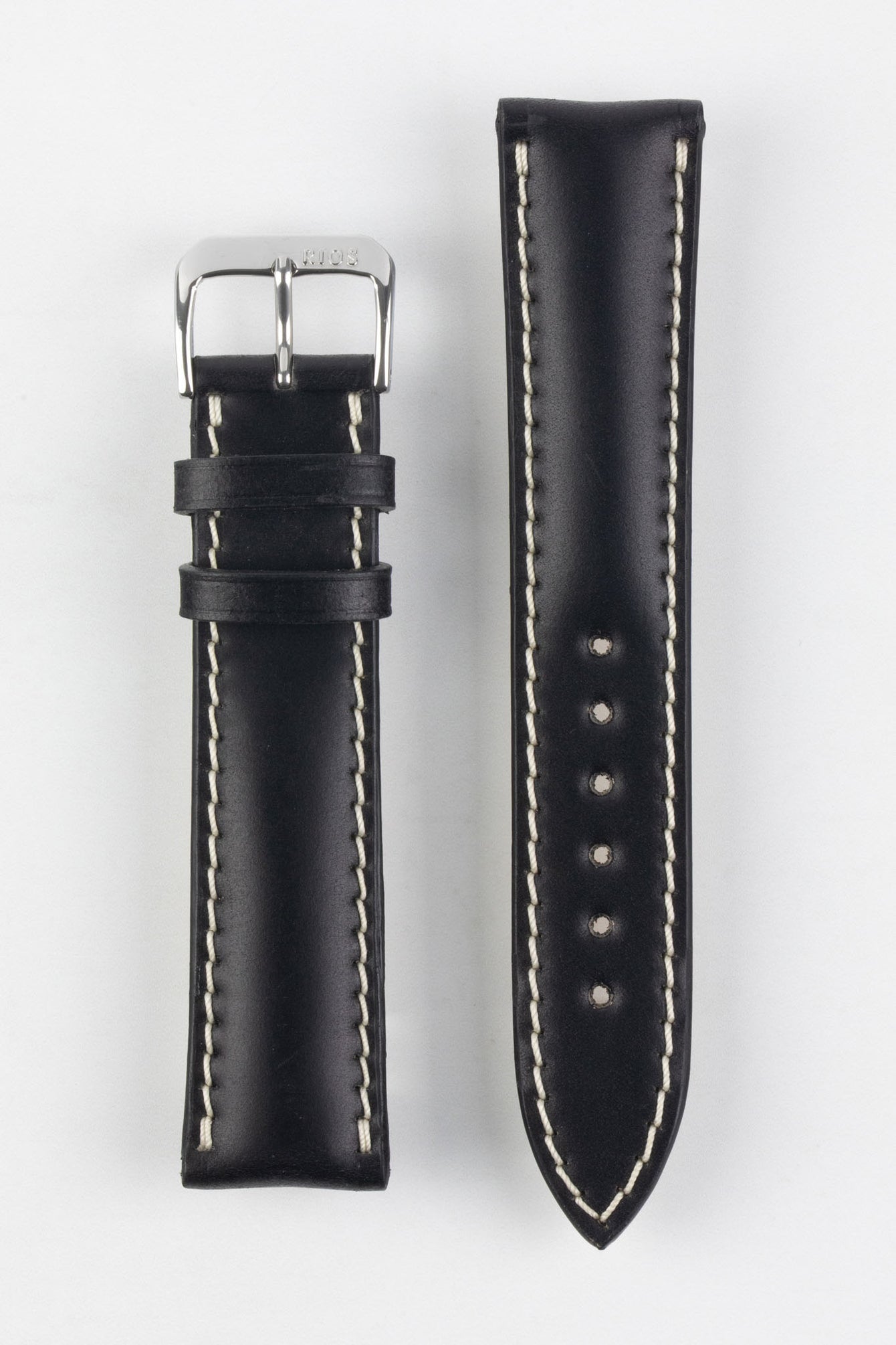 RIOS1931 NEW YORK Shell Cordovan Leather Watch Strap in BLACK