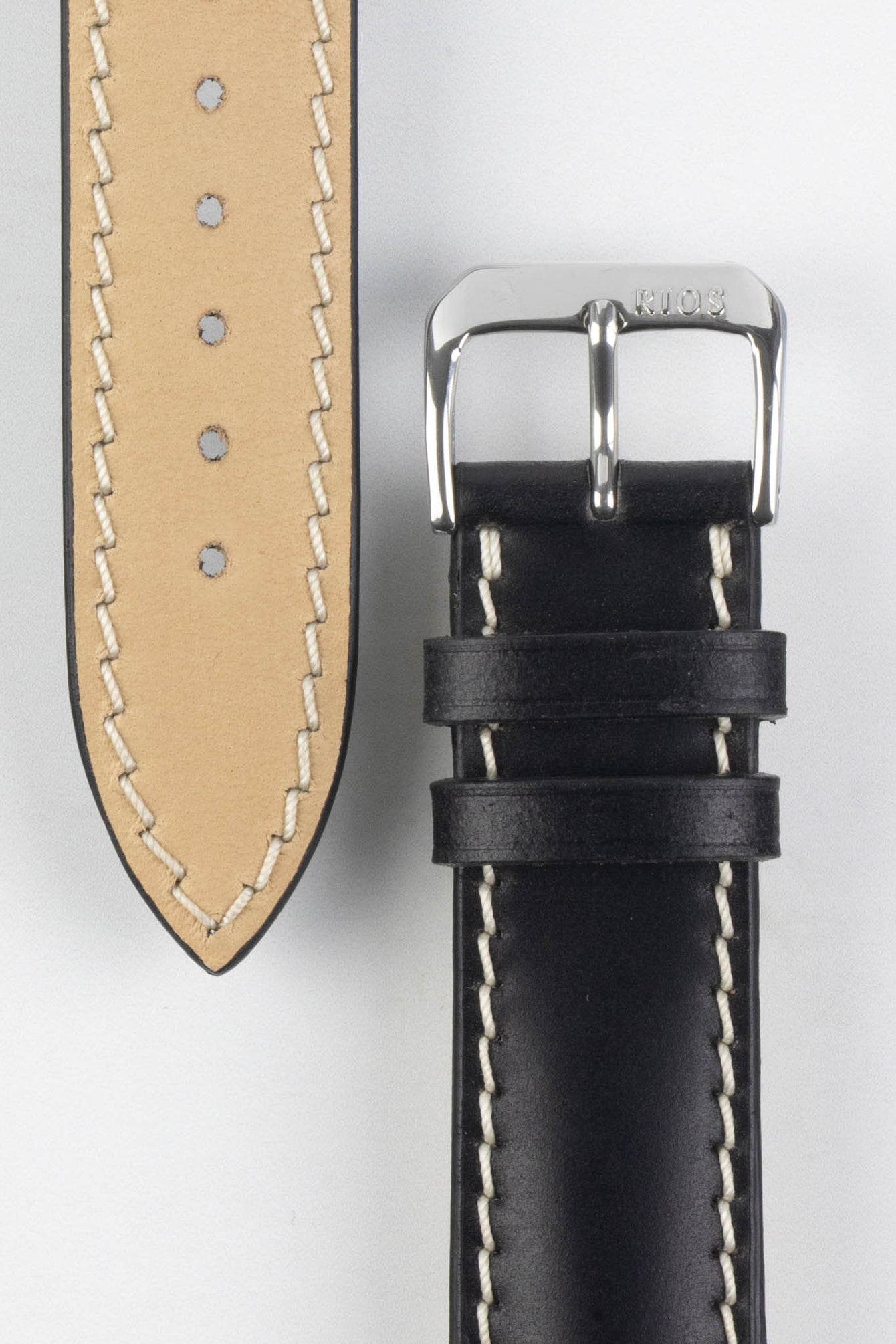 RIOS1931 NEW YORK Shell Cordovan Leather Watch Strap in BLACK