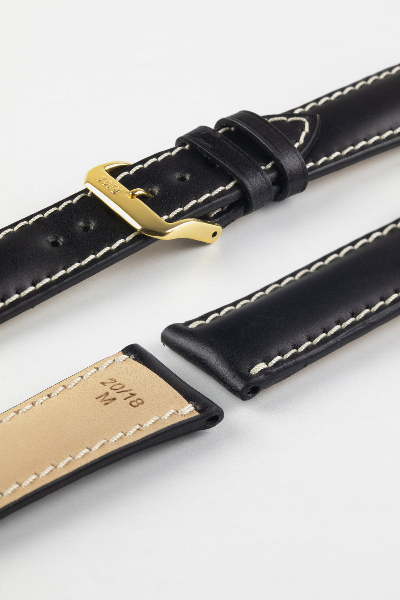 RIOS1931 NEW YORK Shell Cordovan Leather Watch Strap in BLACK