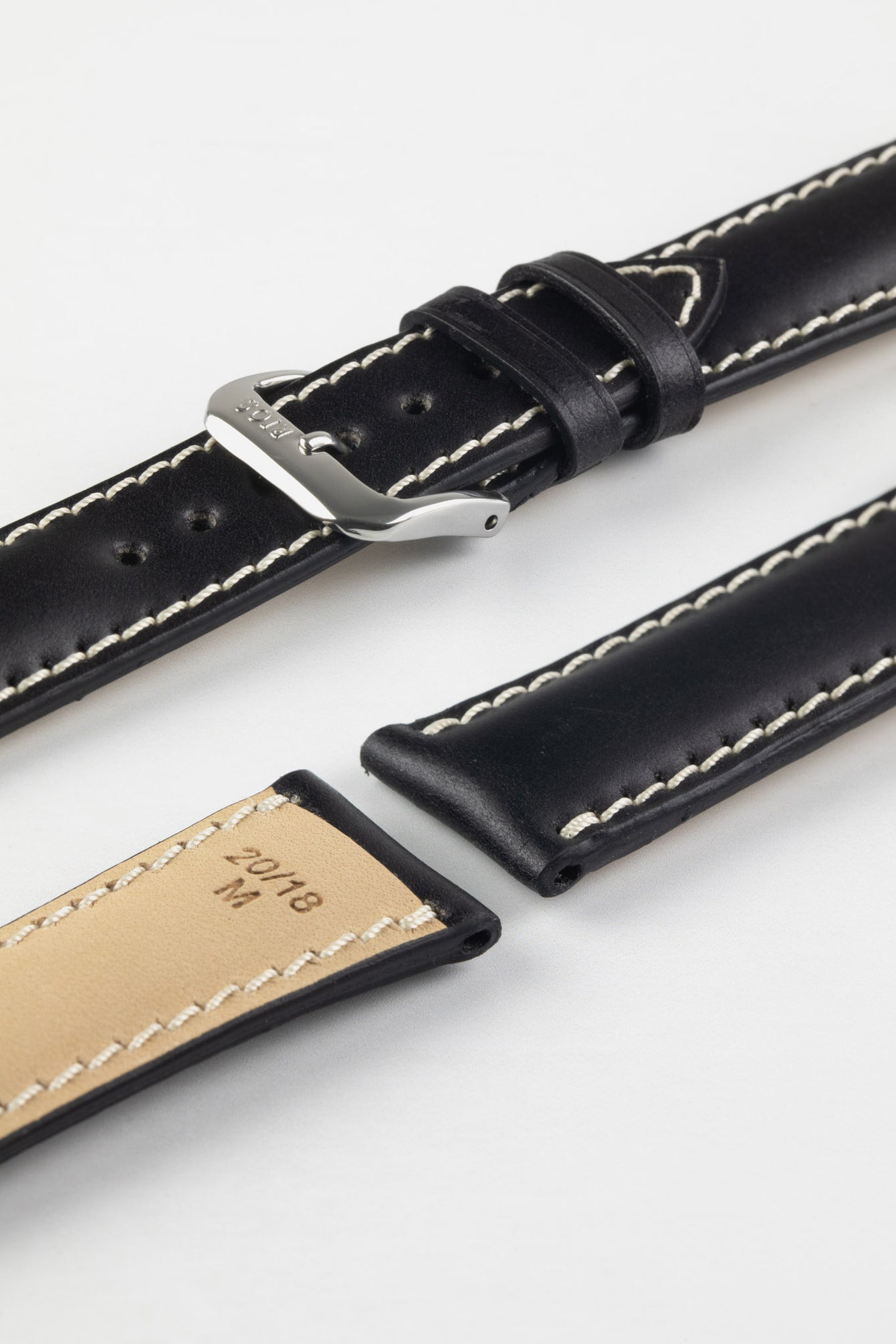 RIOS1931 NEW YORK Shell Cordovan Leather Watch Strap in BLACK