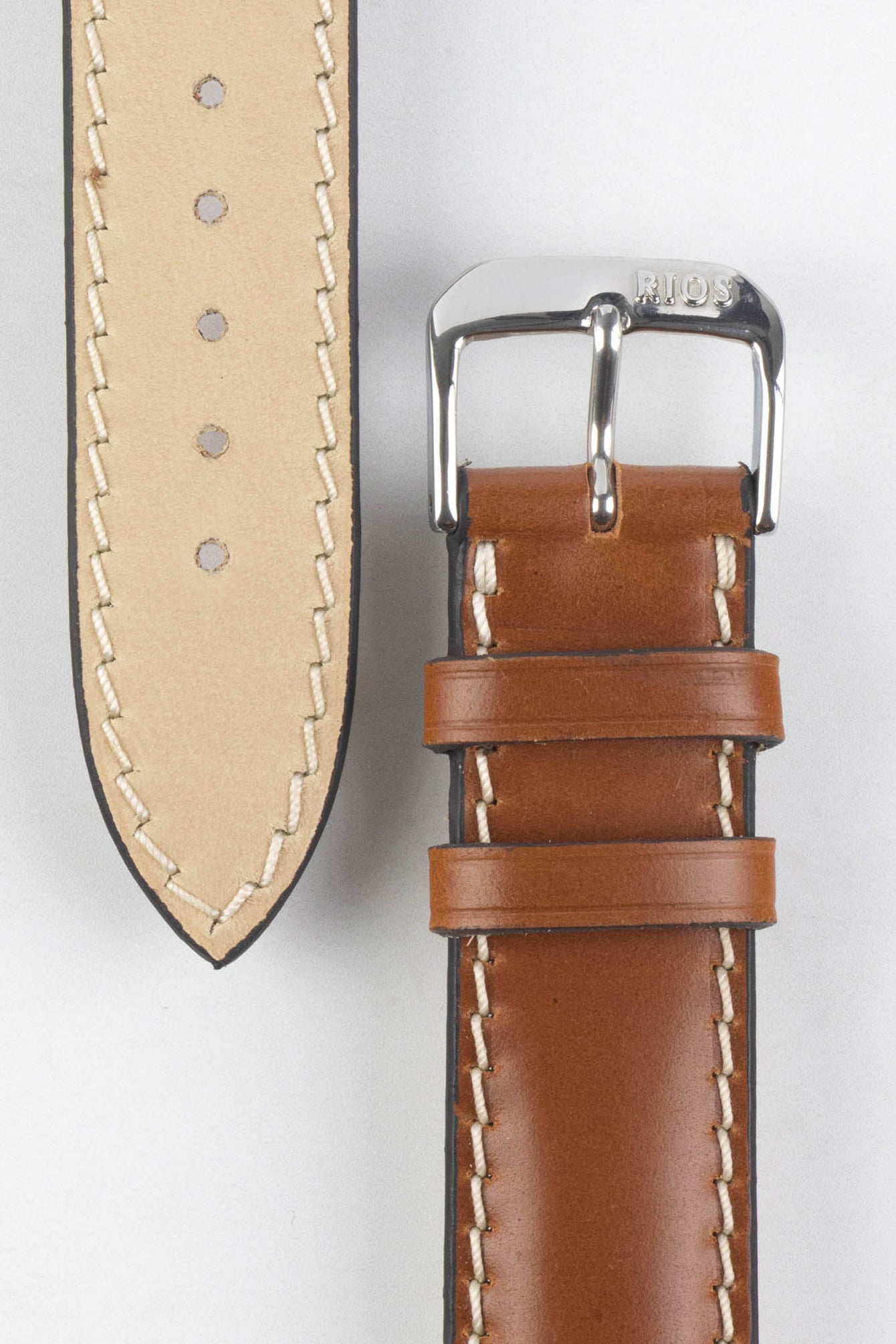 RIOS1931 NEW YORK Shell Cordovan Leather Watch Strap in COGNAC