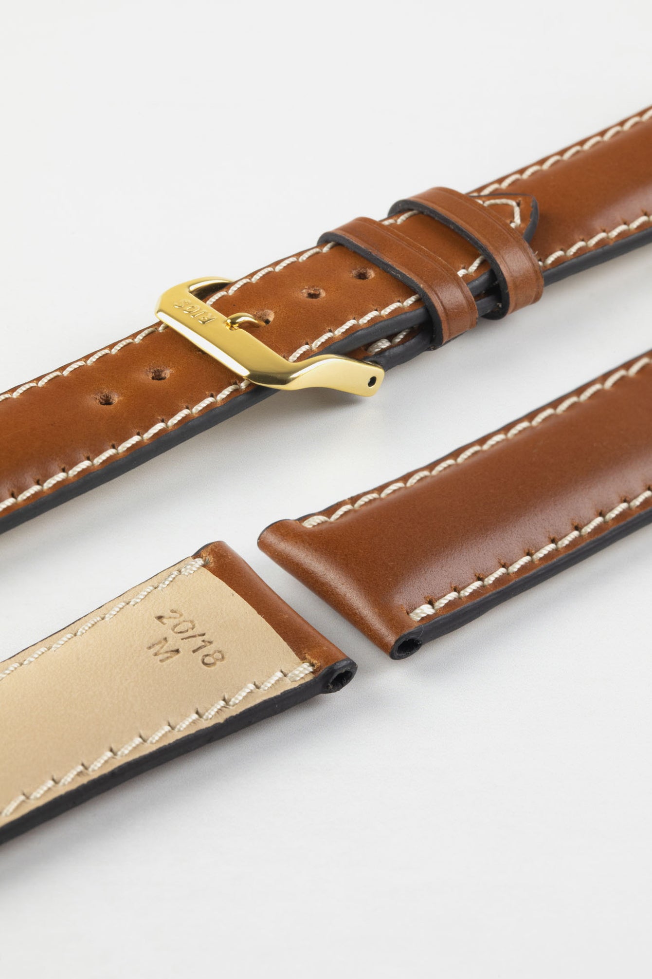 RIOS1931 NEW YORK Shell Cordovan Leather Watch Strap in COGNAC