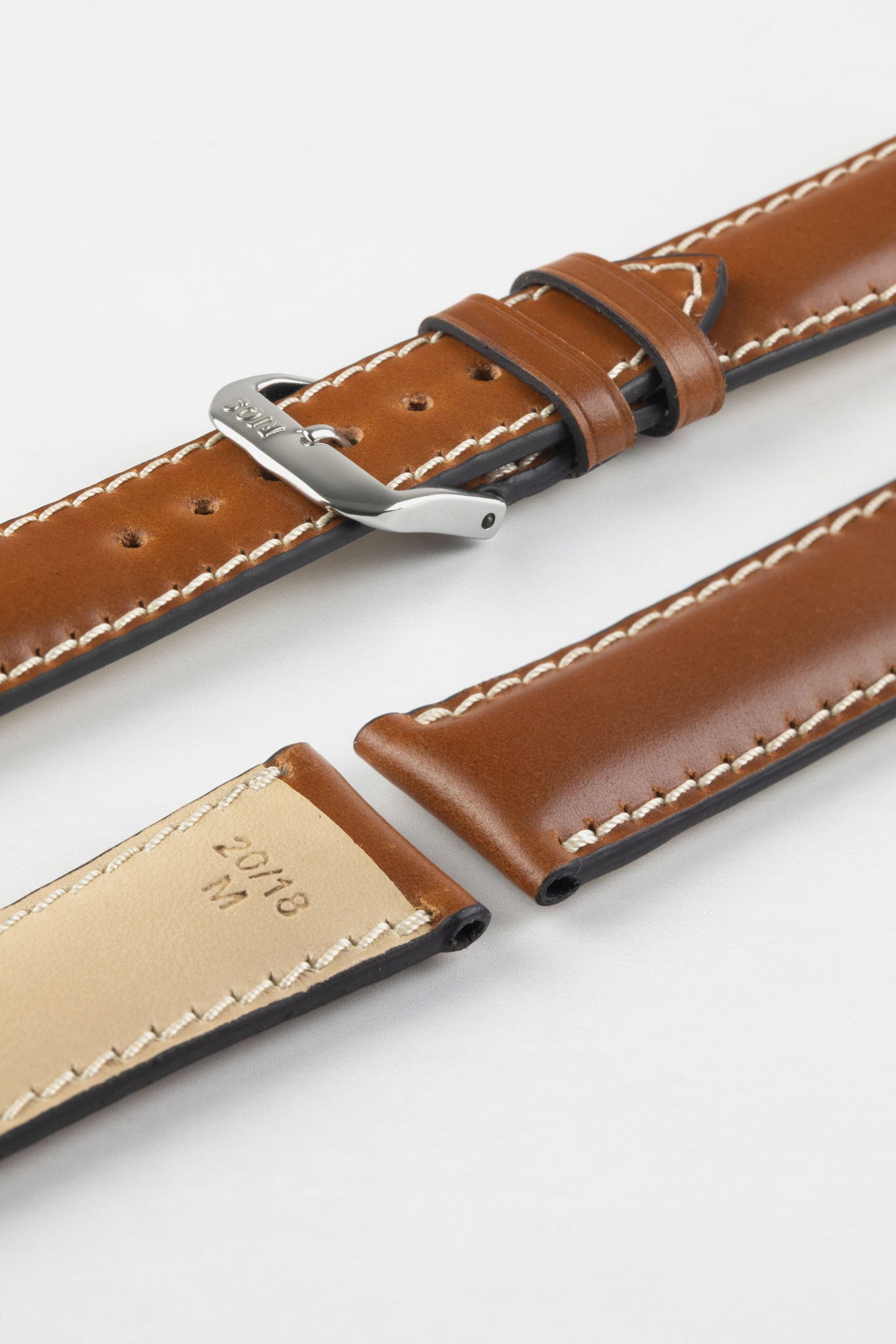 RIOS1931 NEW YORK Shell Cordovan Leather Watch Strap in COGNAC