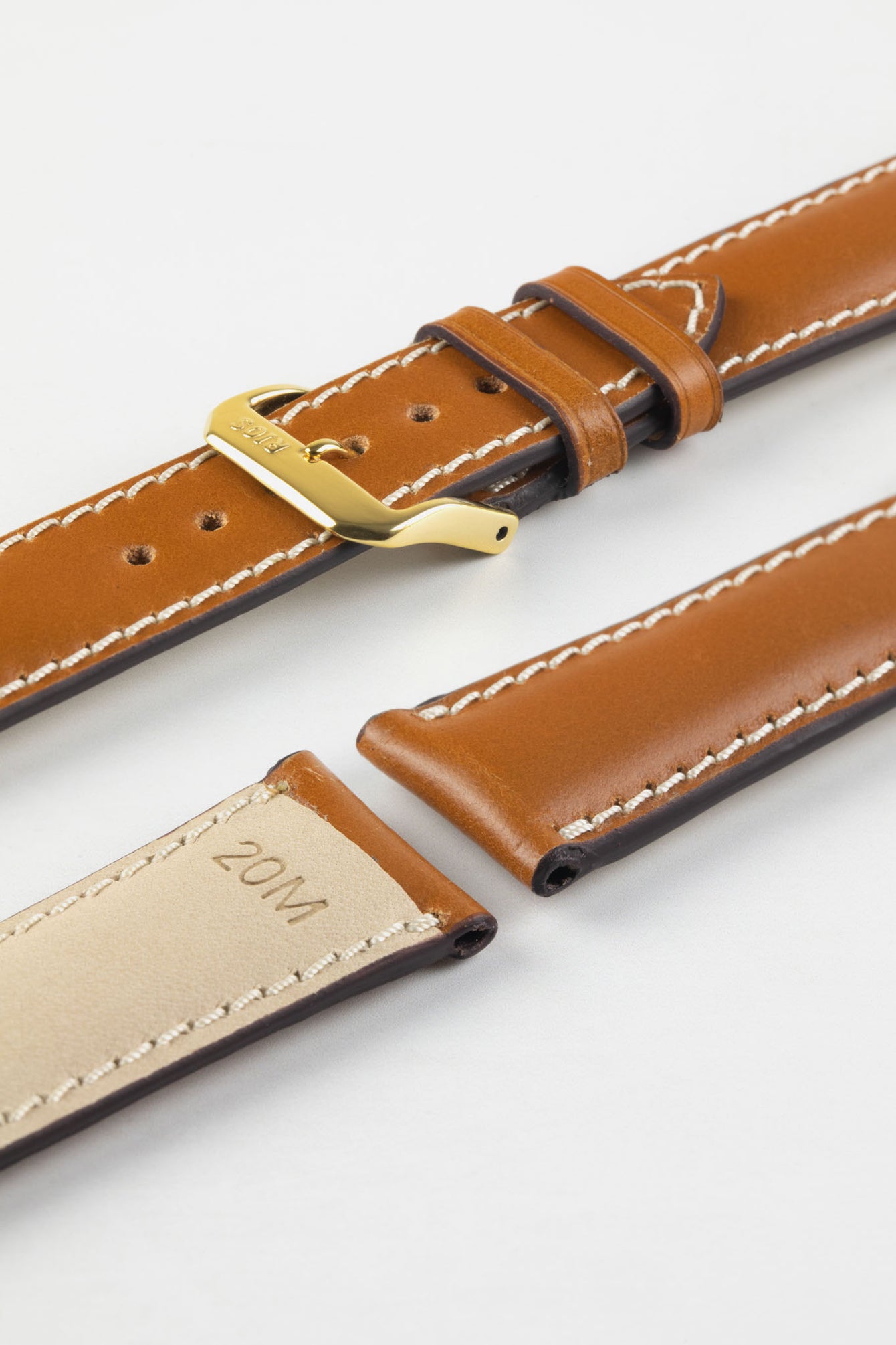 RIOS1931 NEW YORK Shell Cordovan Leather Watch Strap in HONEY