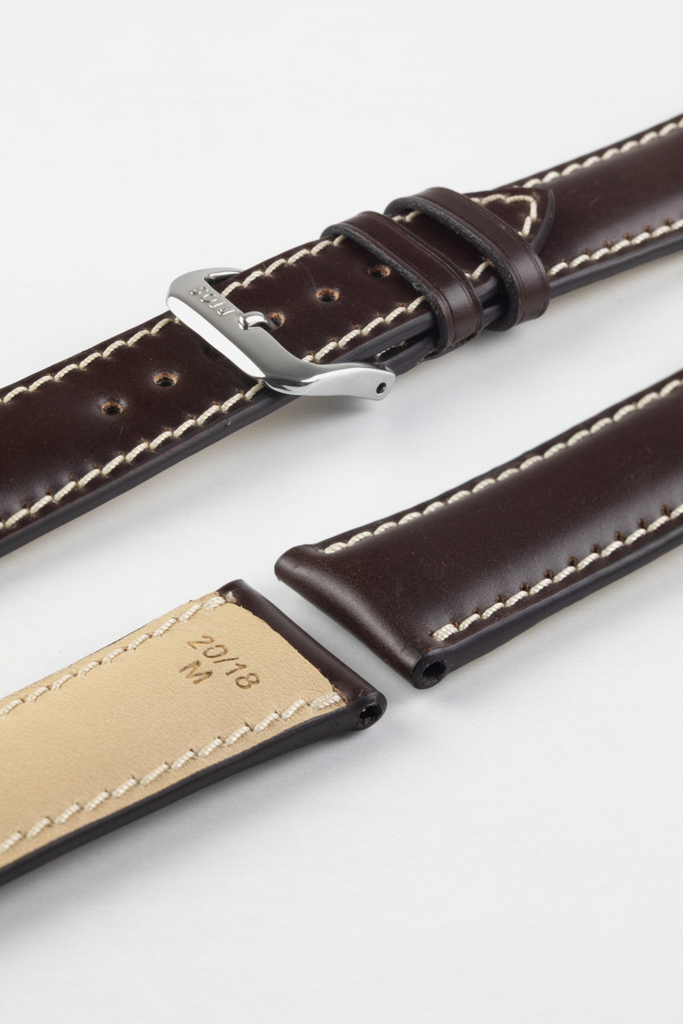 RIOS1931 NEW YORK Shell Cordovan Leather Watch Strap in MOCHA