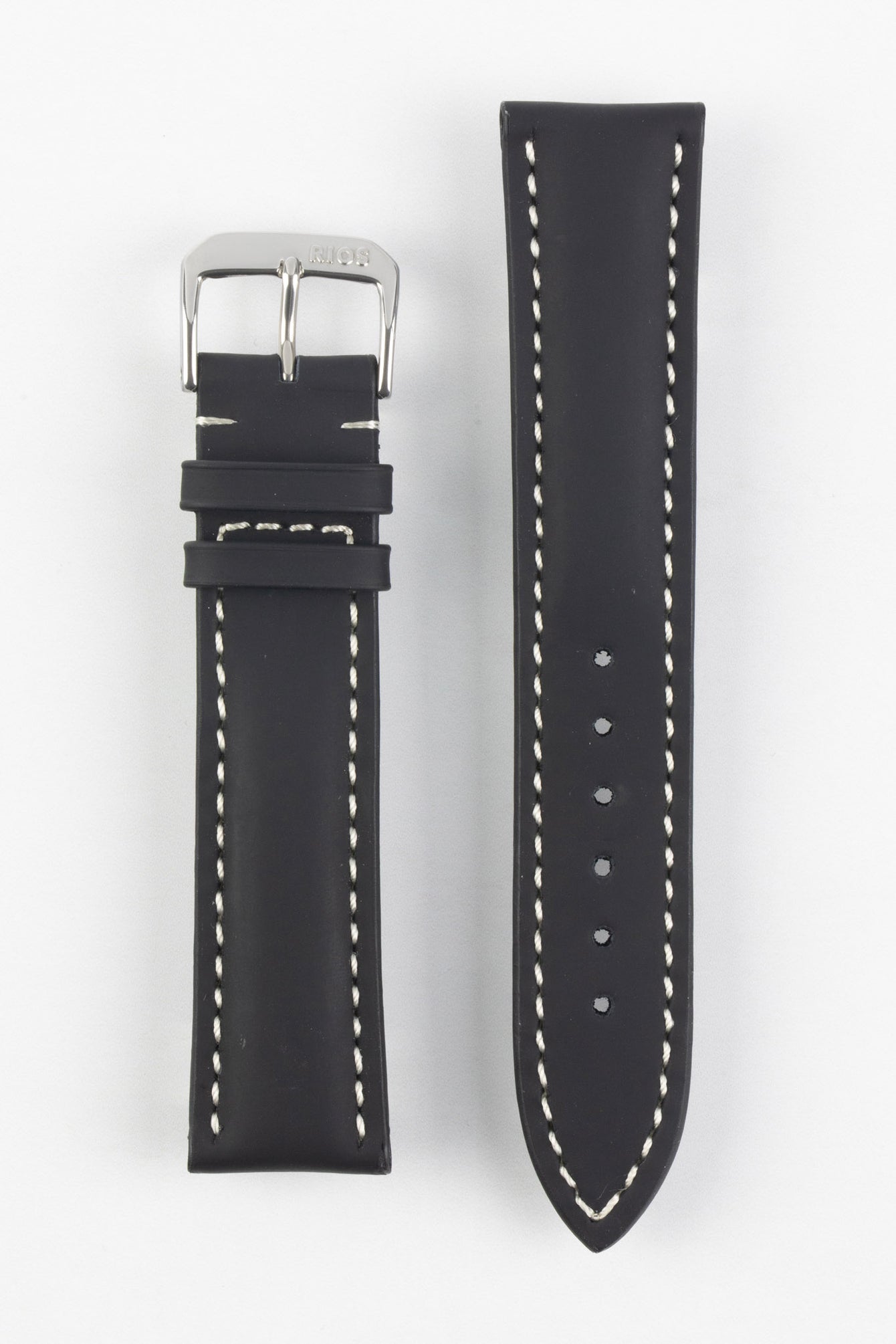 RIOS1931 POLO Water Resistant Cow Leather Watch Strap in BLACK