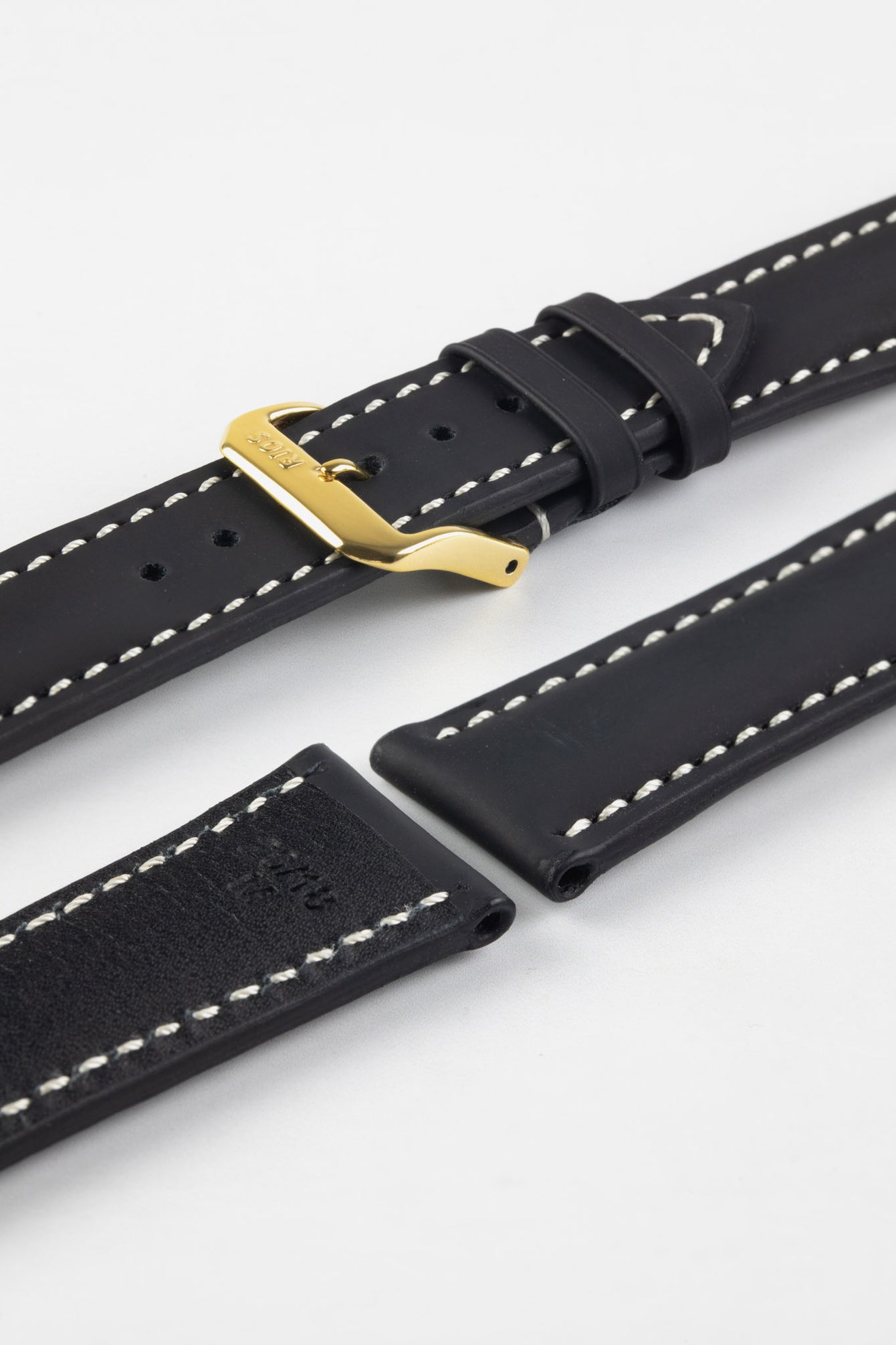 RIOS1931 POLO Water Resistant Cow Leather Watch Strap in BLACK