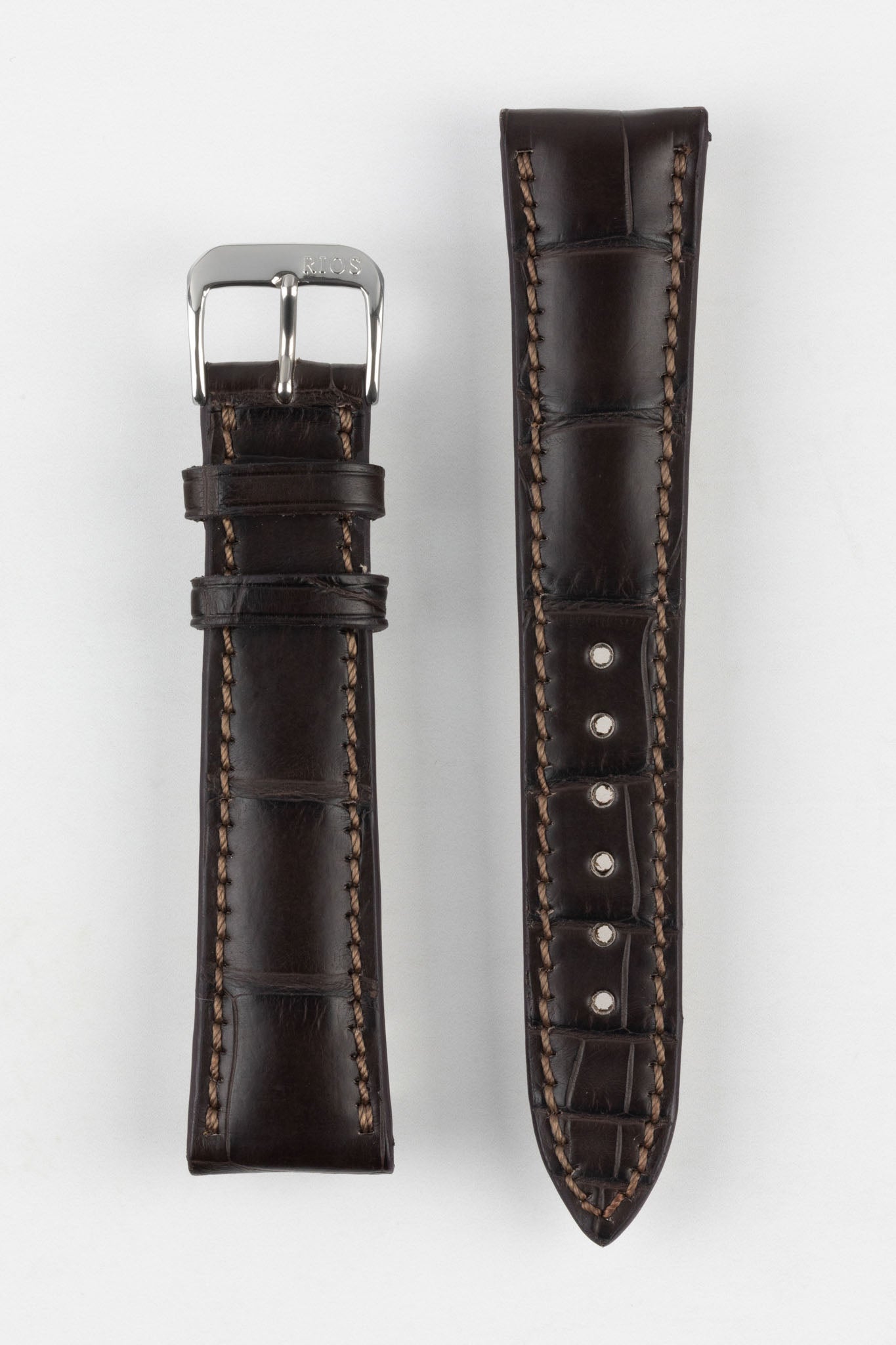 RIOS1931 PRESIDENT Genuine Alligator Padded Watch Strap in MOCHA ...