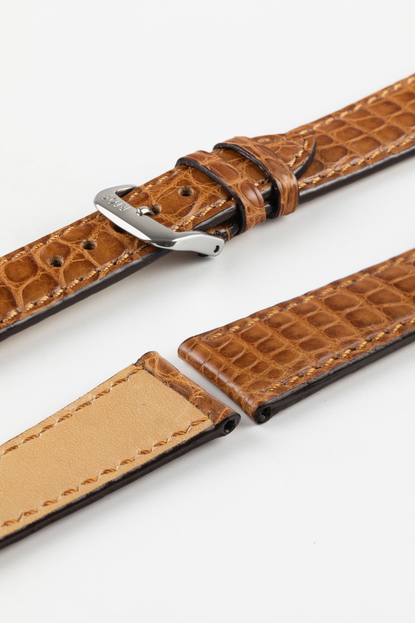 RIOS1931 PRESTIGE Genuine Alligator Flank Watch Strap in COGNAC Watch Obsession