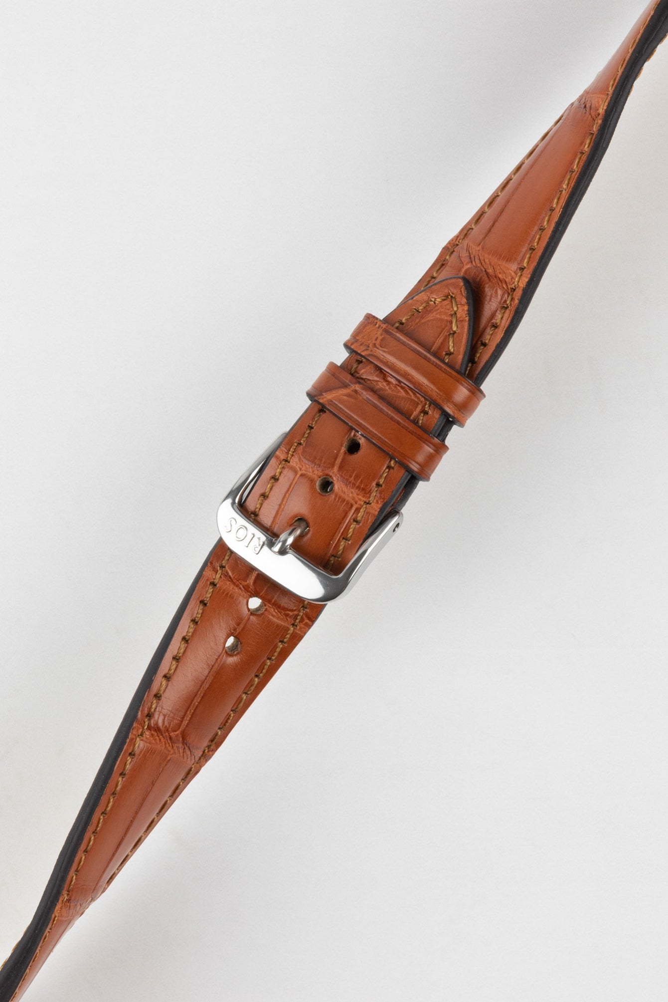 RIOS1931 SENATOR Genuine Alligator Square-Padding Watch Strap in COGNAC