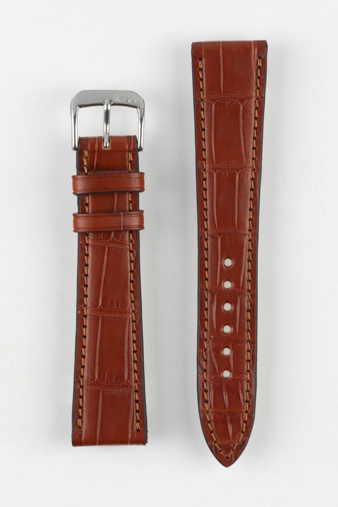 RIOS1931 SENATOR Genuine Alligator Padded Watch Strap in MAHOGANY ...