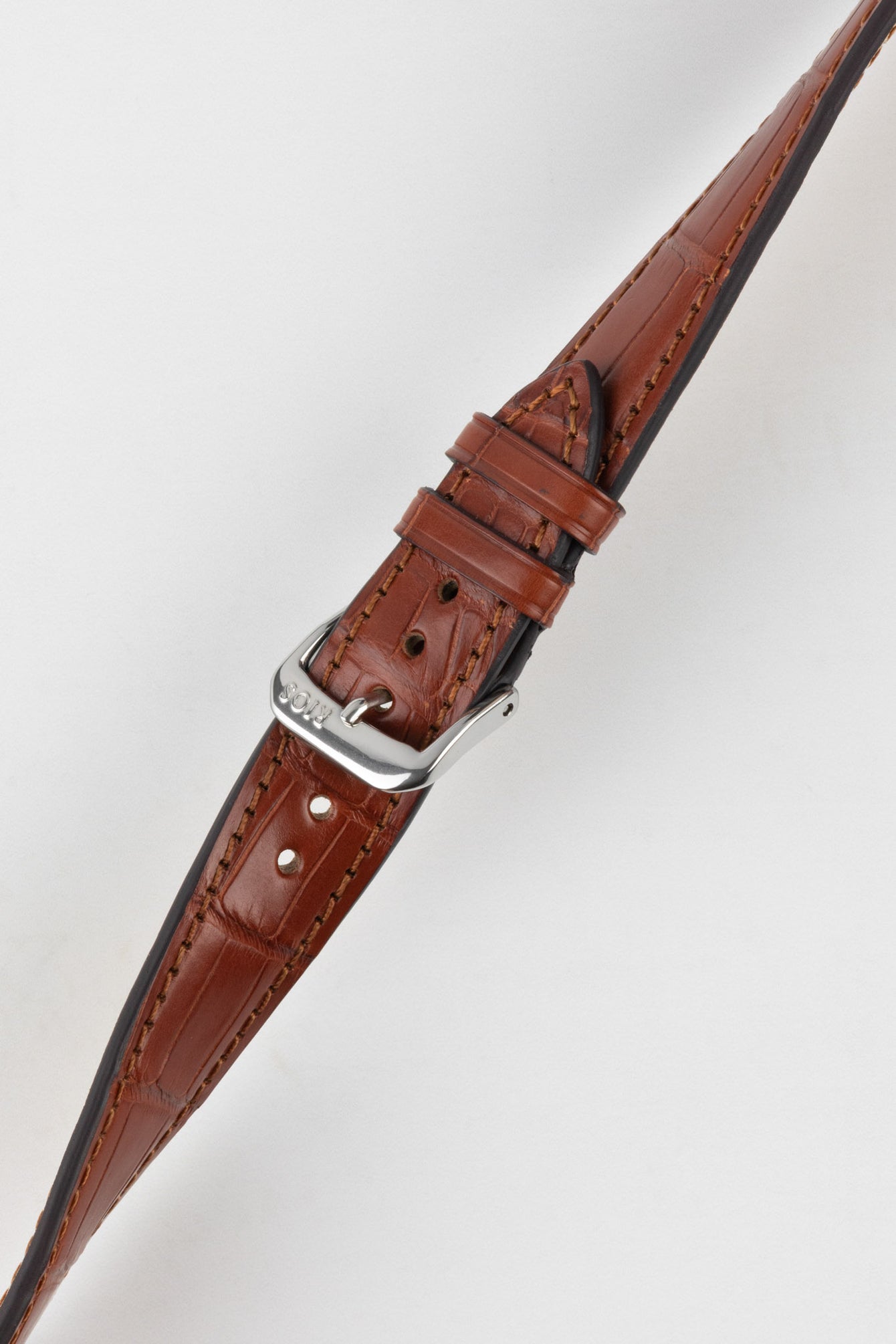 RIOS1931 SENATOR Genuine Alligator Square-Padding Watch Strap in MAHOGANY