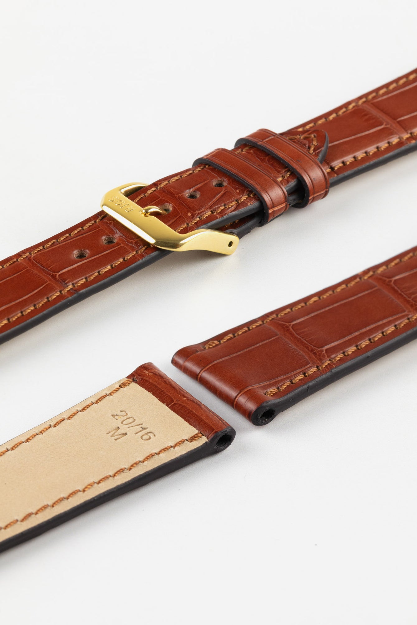 RIOS1931 SENATOR Genuine Alligator Square-Padding Watch Strap in MAHOGANY