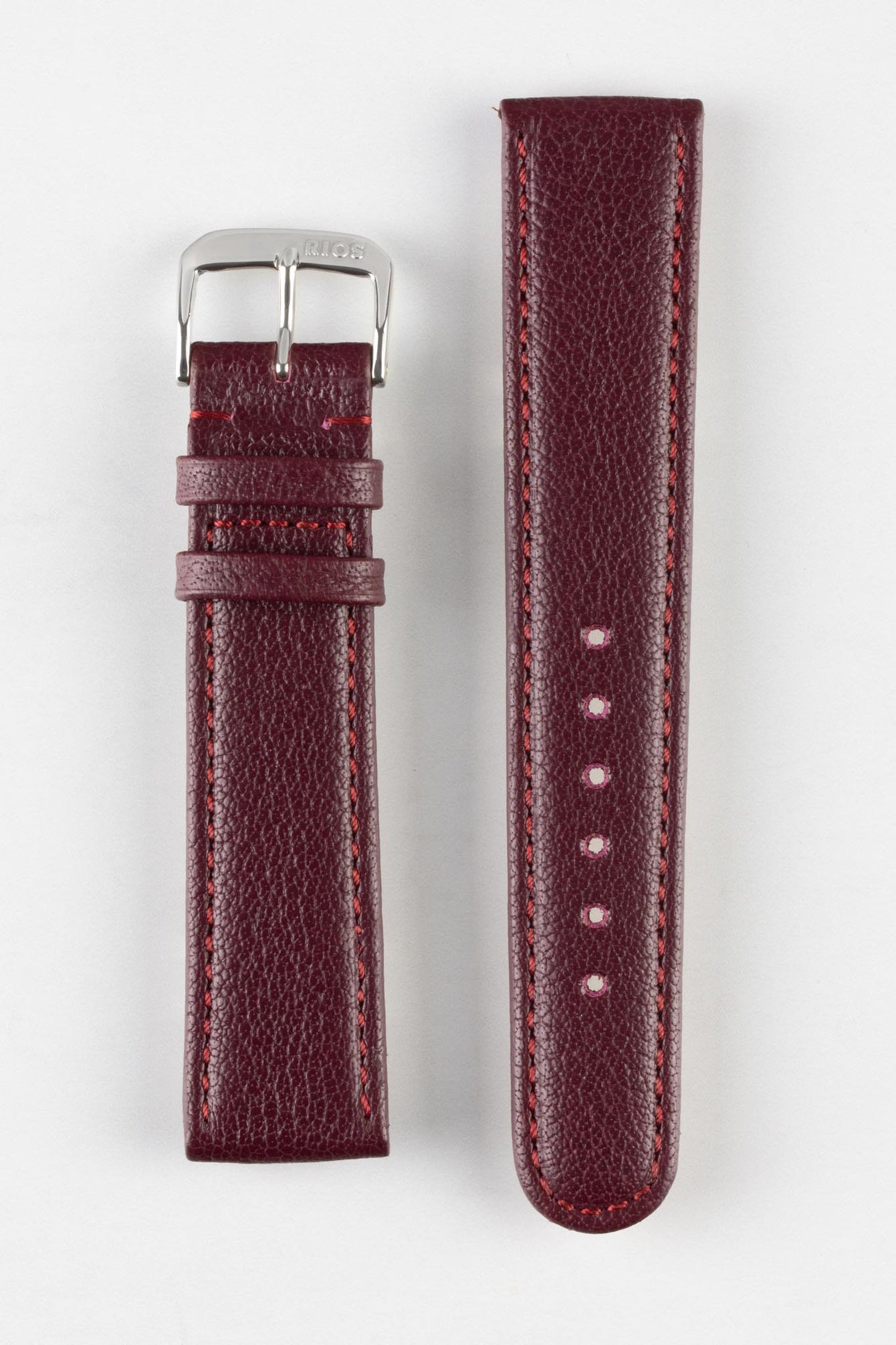 RIOS1931 TEXAS Genuine Buffalo Leather Watch Strap in BURGUNDY