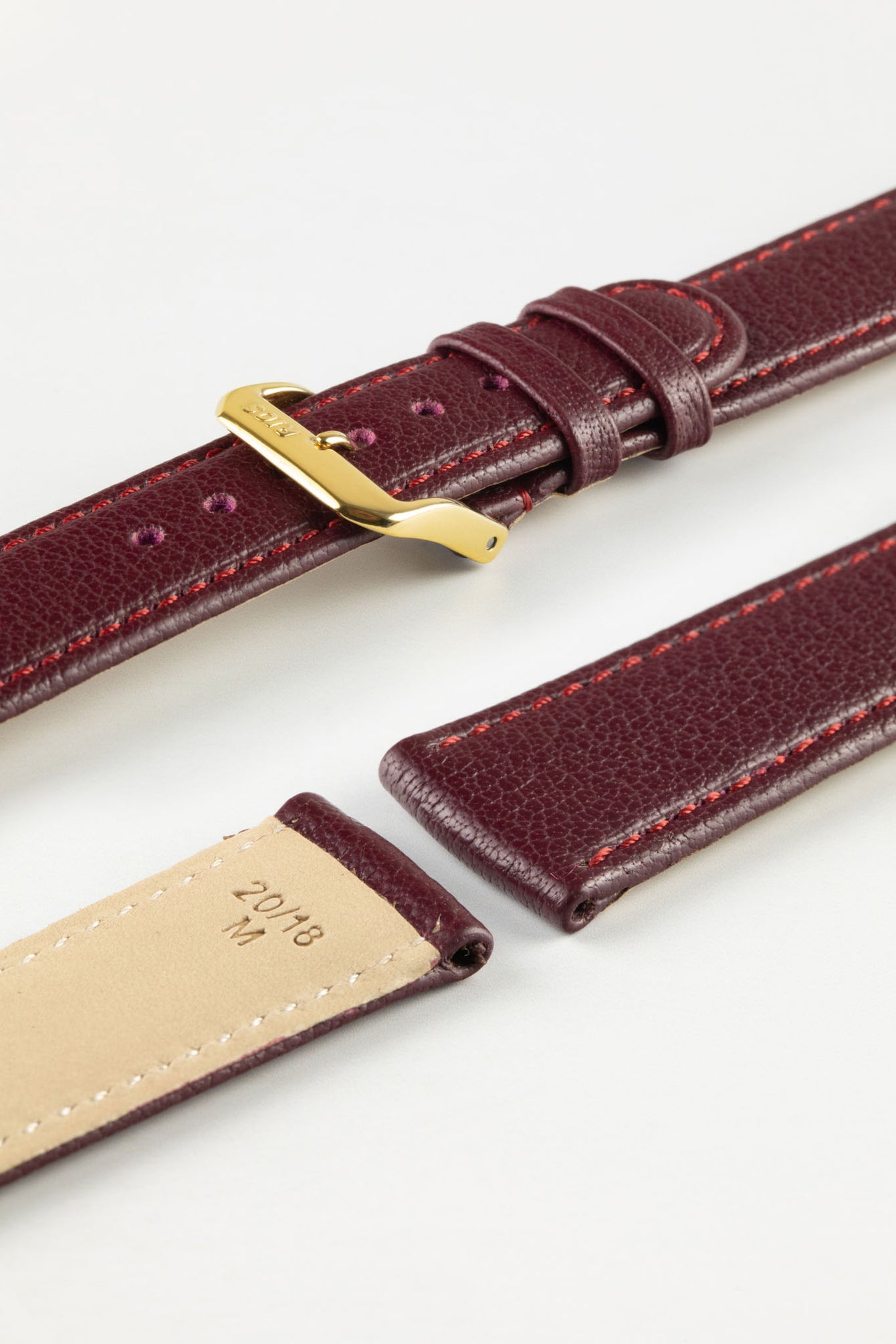 RIOS1931 TEXAS Genuine Buffalo Leather Watch Strap in BURGUNDY