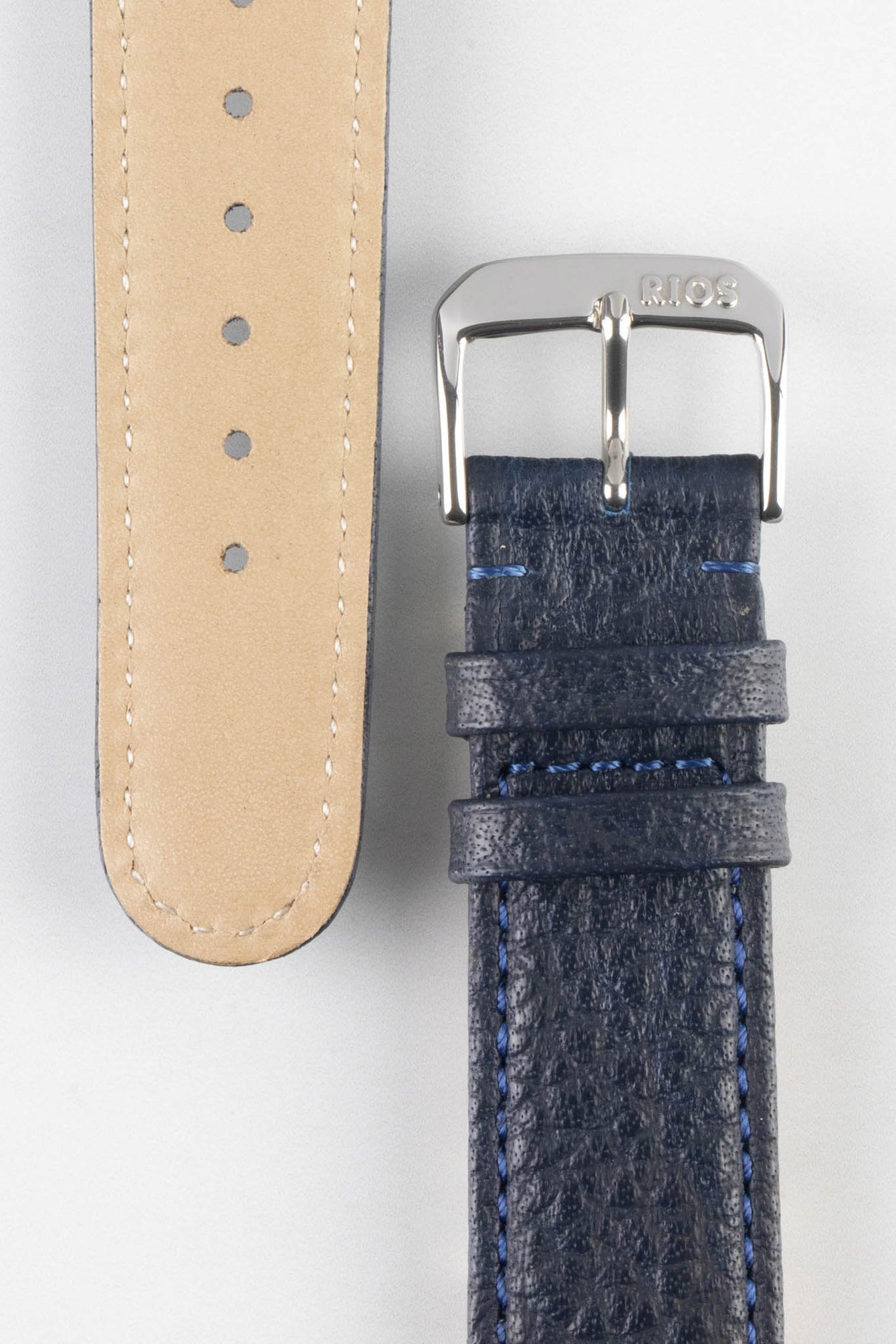 RIOS1931 TEXAS Genuine Buffalo Leather Watch Strap in OCEAN BLUE