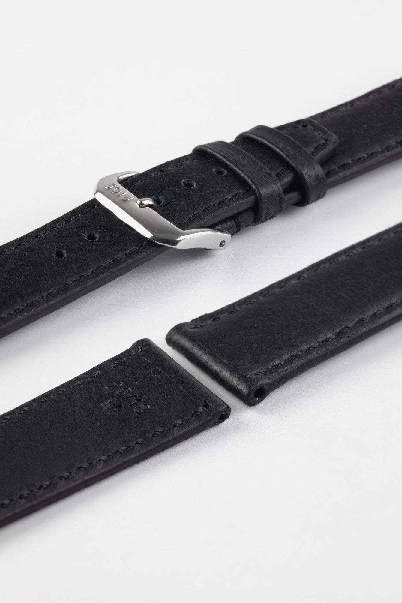 RIOS1931 TOBACCO Genuine Pigskin Leather Watch Strap in BLACK