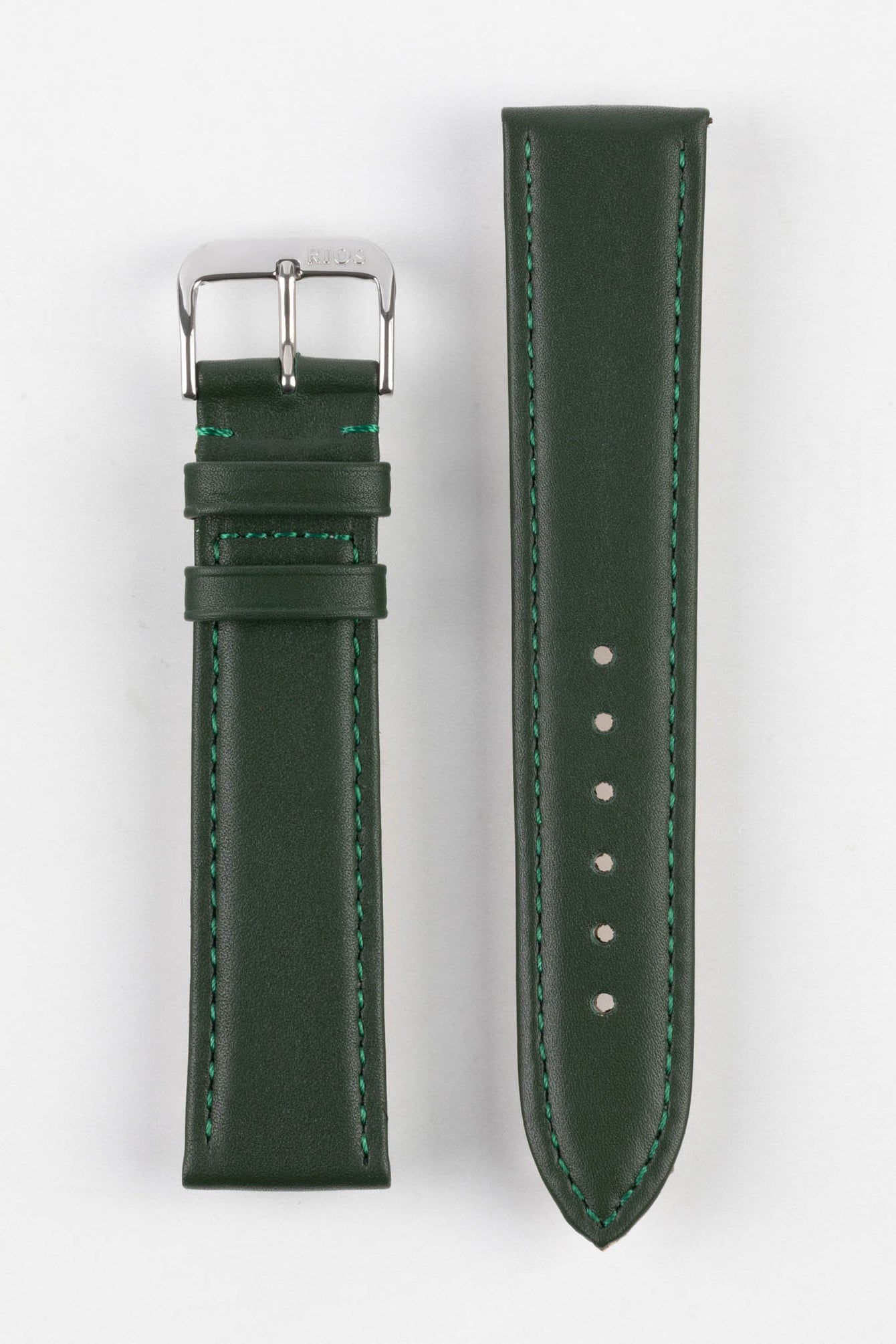 RIOS1931 TOSCANA Square-Padded Calfskin Leather Watch Strap in FOREST GREEN