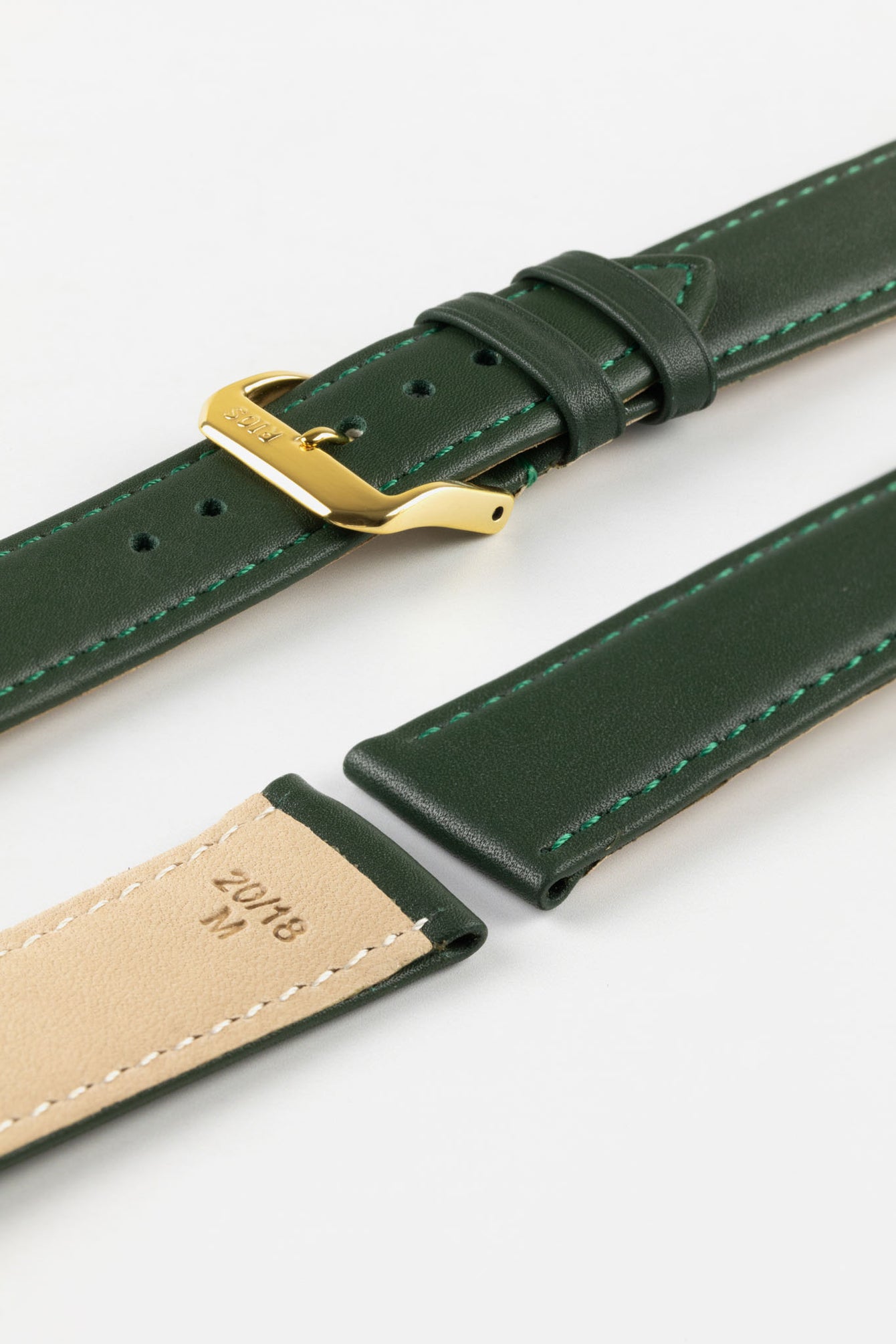 RIOS1931 TOSCANA Square-Padded Calfskin Leather Watch Strap in FOREST GREEN