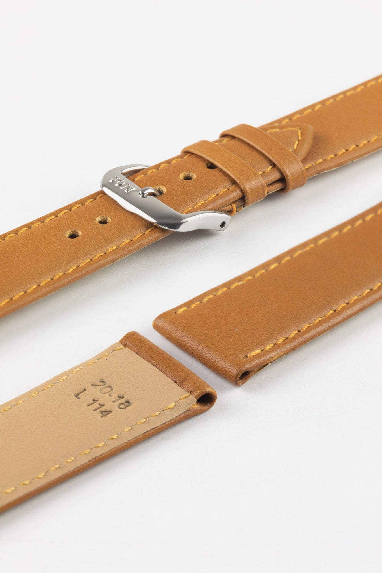 RIOS1931 TOSCANA Square-Padded Calfskin Leather Watch Strap in HONEY