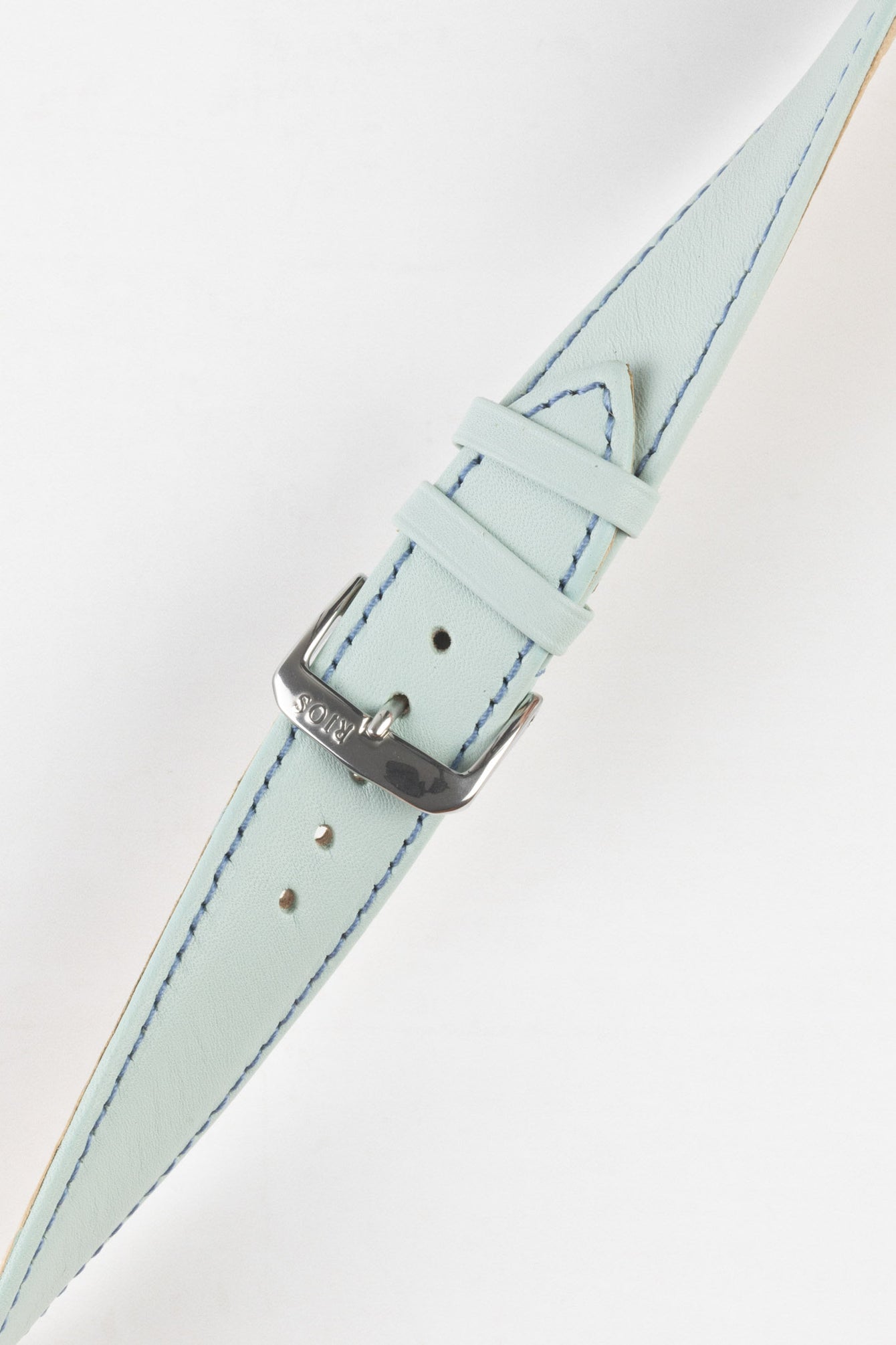 RIOS1931 TOSCANA Square-Padded Calfskin Leather Watch Strap in ICE BLUE