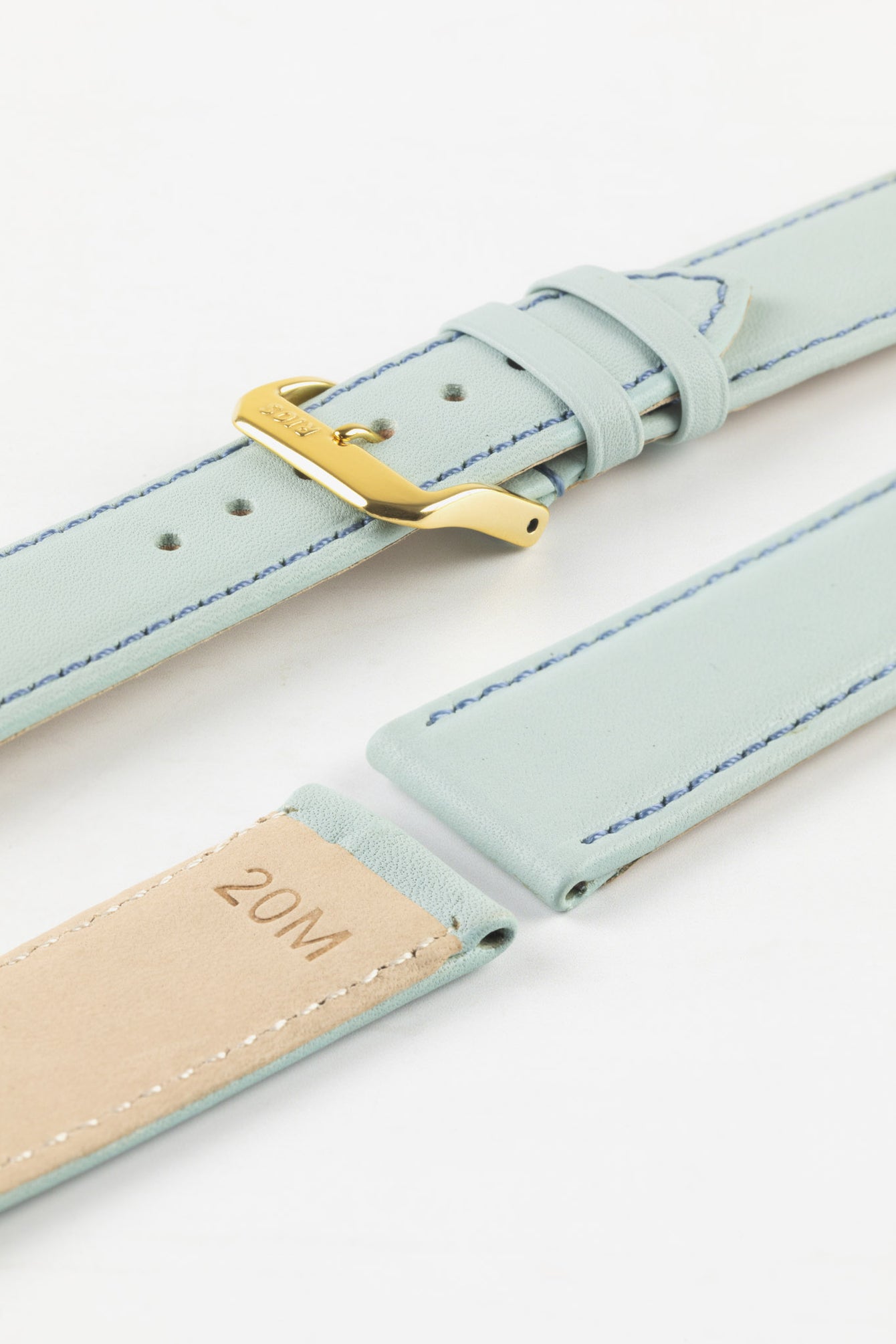 RIOS1931 TOSCANA Square-Padded Calfskin Leather Watch Strap in ICE BLUE