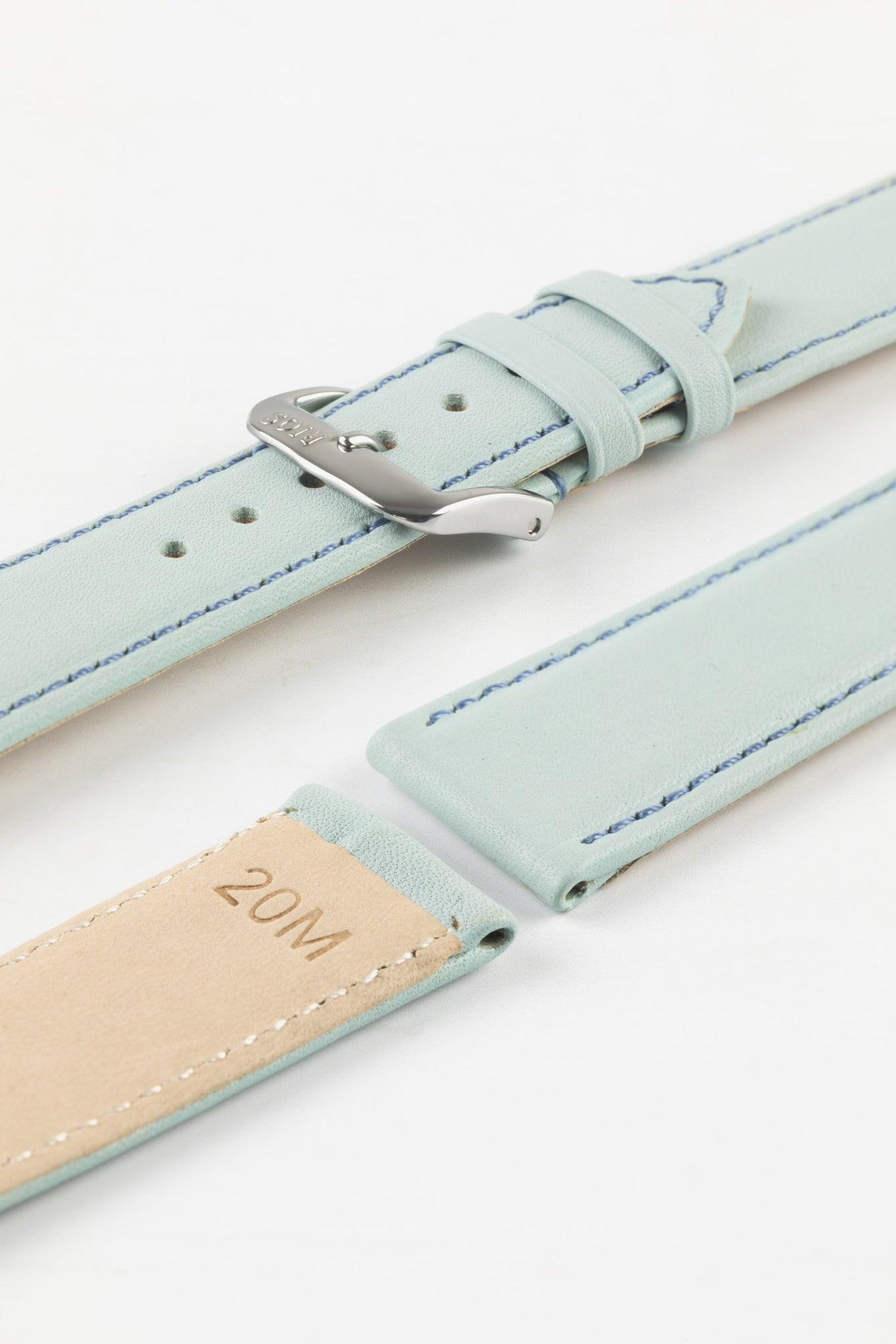 RIOS1931 TOSCANA Square-Padded Calfskin Leather Watch Strap in ICE BLUE