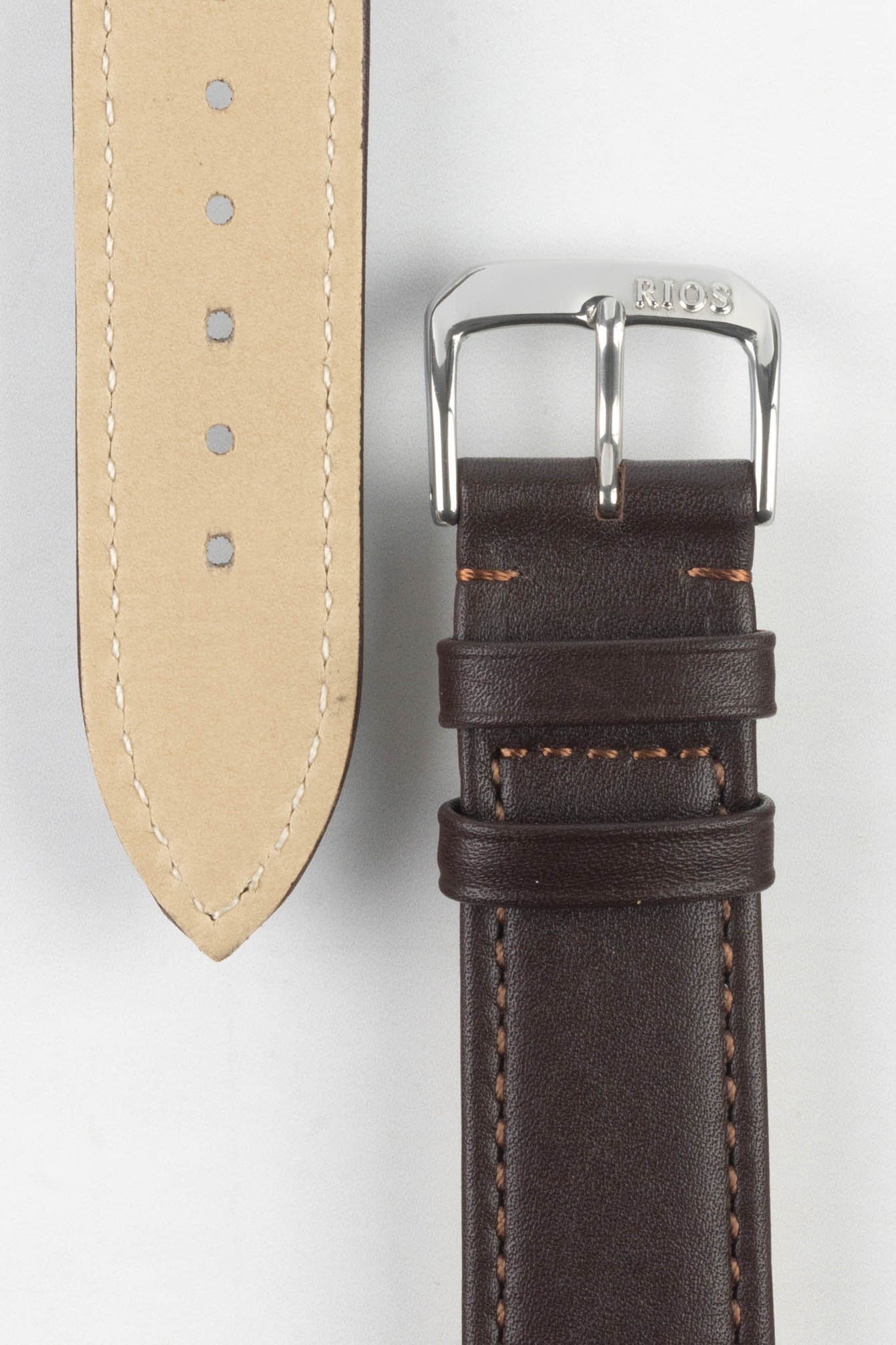 RIOS1931 TOSCANA Square-Padded Calfskin Leather Watch Strap in MOCHA