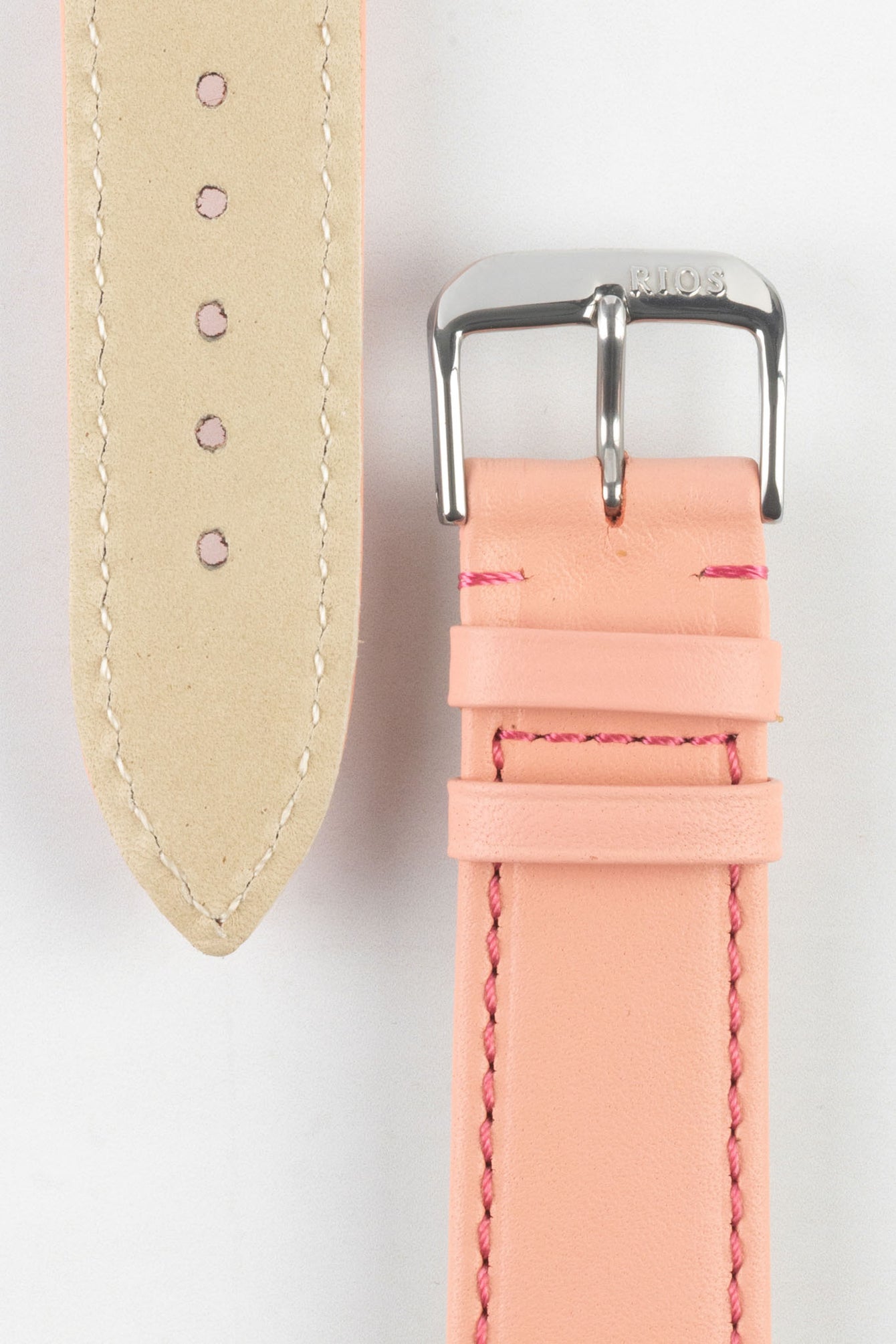 RIOS1931 TOSCANA Square-Padded Calfskin Leather Watch Strap in PALE PINK