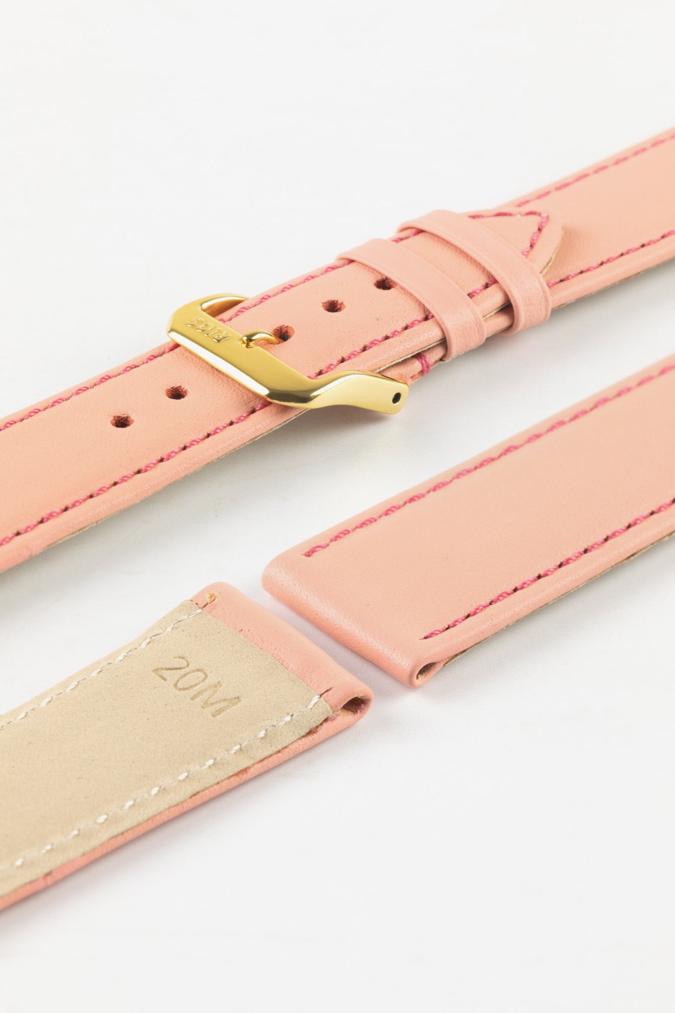 RIOS1931 TOSCANA Square-Padded Calfskin Leather Watch Strap in PALE PINK