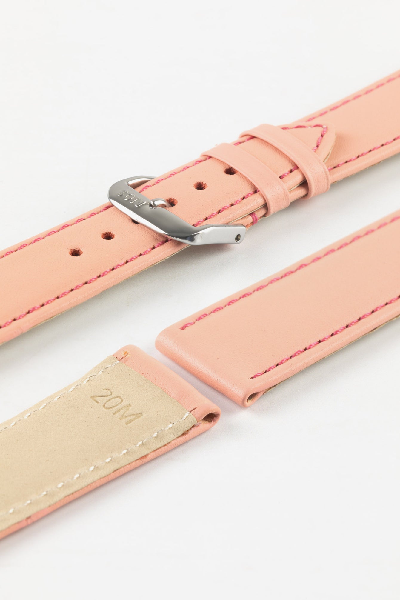 RIOS1931 TOSCANA Square-Padded Calfskin Leather Watch Strap in PALE PINK