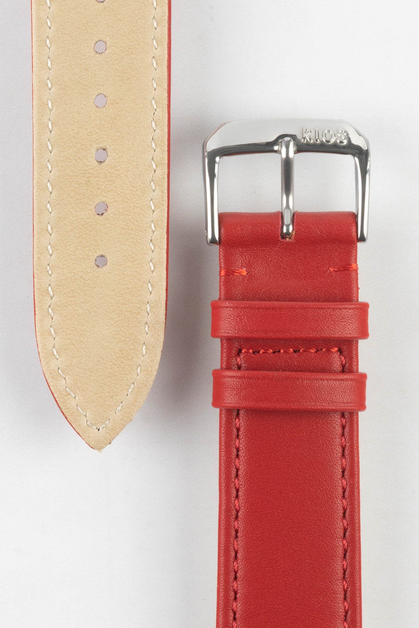 RIOS1931 TOSCANA Square-Padded Calfskin Leather Watch Strap in RED