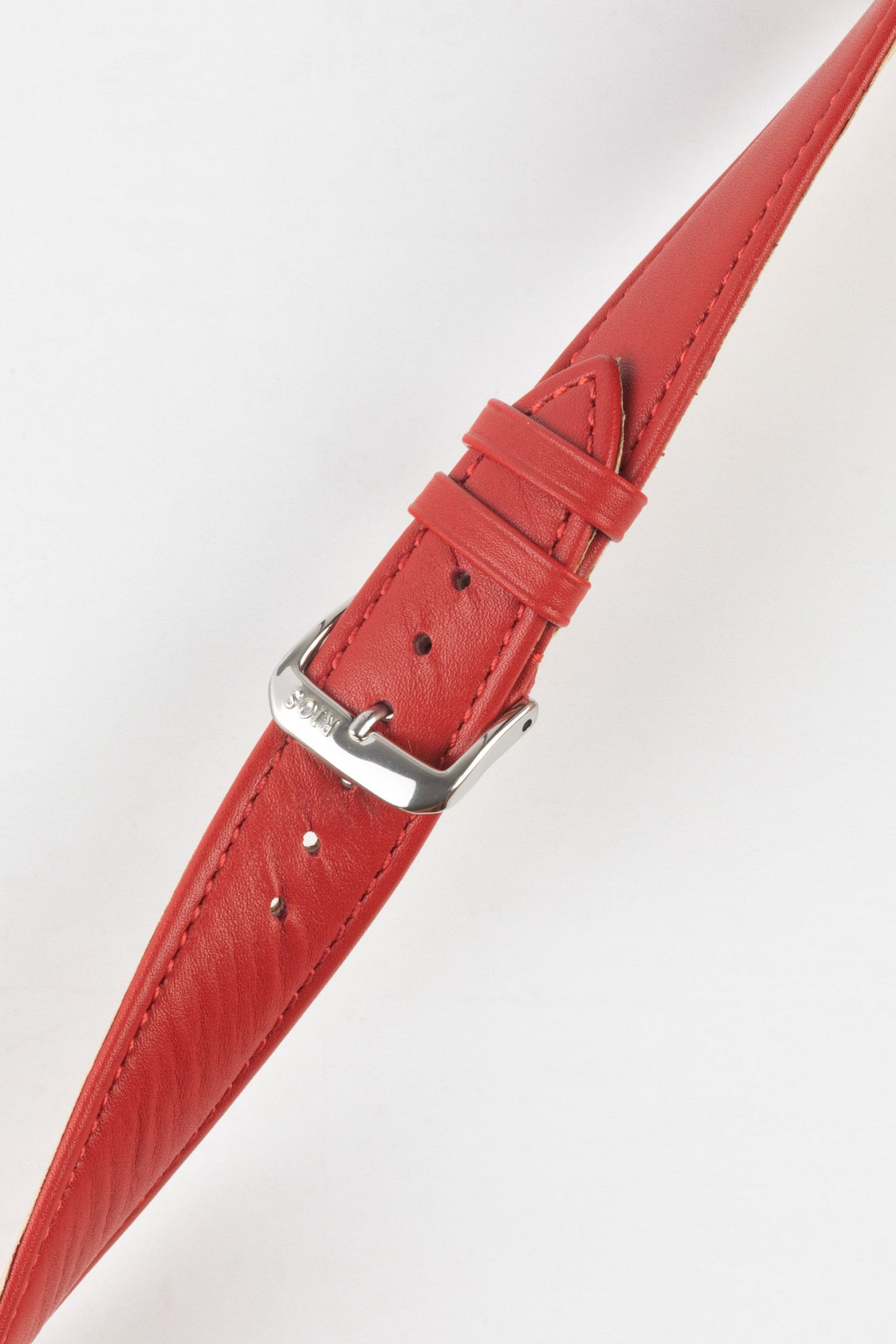 RIOS1931 TOSCANA Square-Padded Calfskin Leather Watch Strap in RED